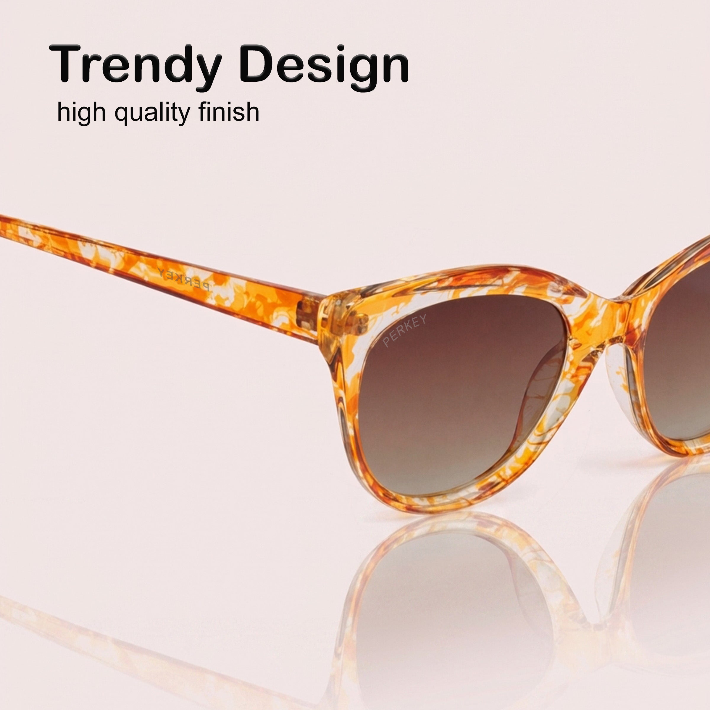 PERKEY Cat Eye Brown UV Protected Polarized Stylish Goggles Women - PRKY001-C3