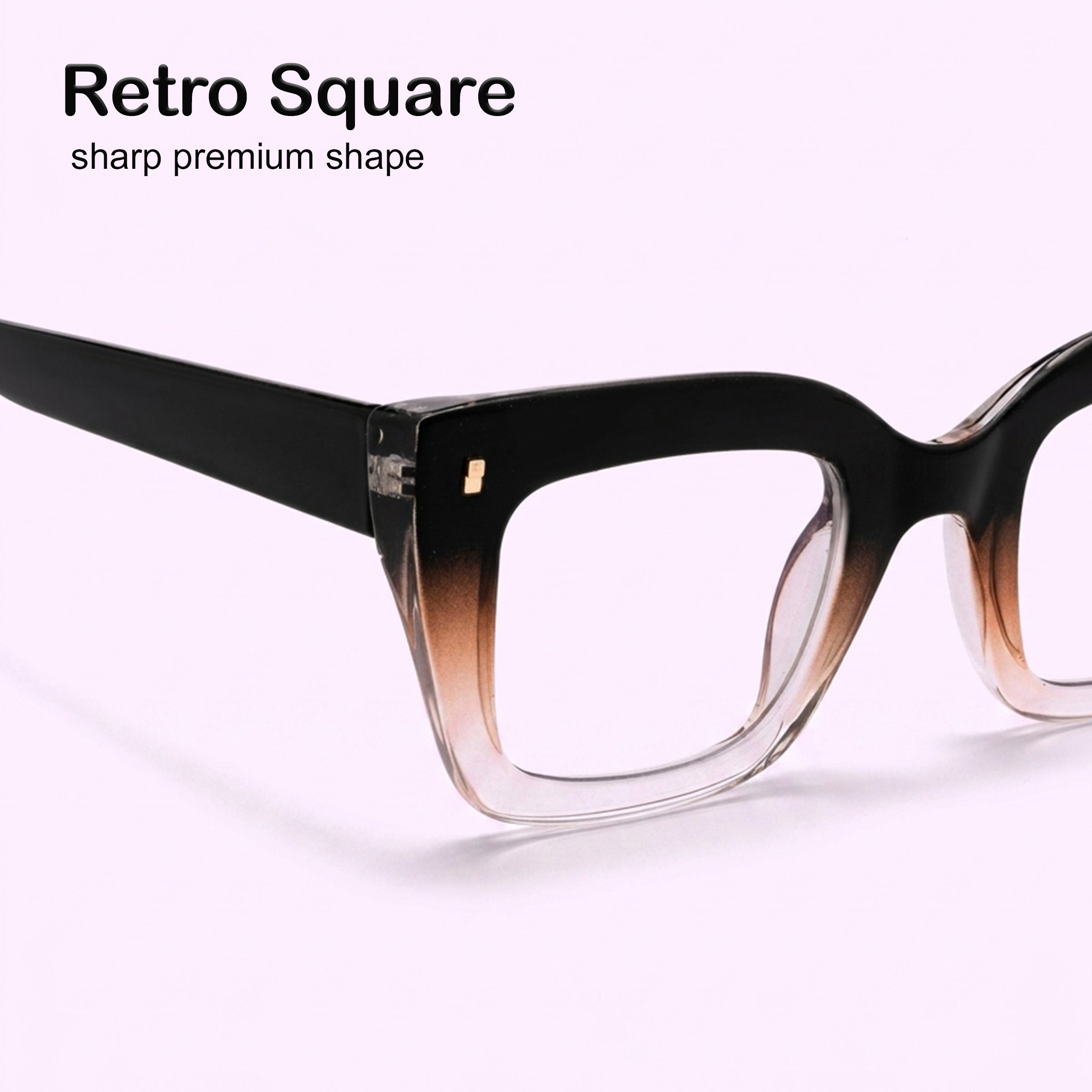 PERKEY Full Rim Retro Square Blue Light Cut & Antiglare Computer Eyeglasses - OPTL0016-C2