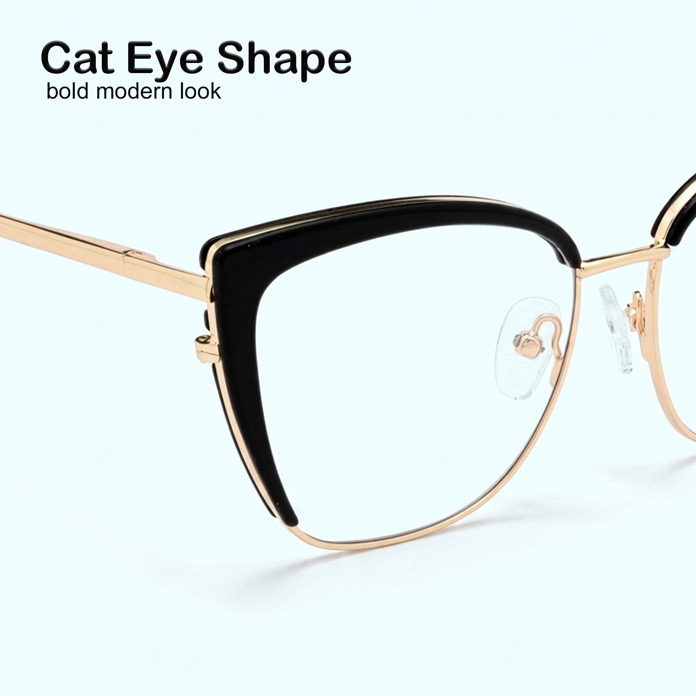 PERKEY Full Rim Cat Eye Blue Light Cut & Antiglare Computer Eyeglasses For Women - OPTL0018-C1