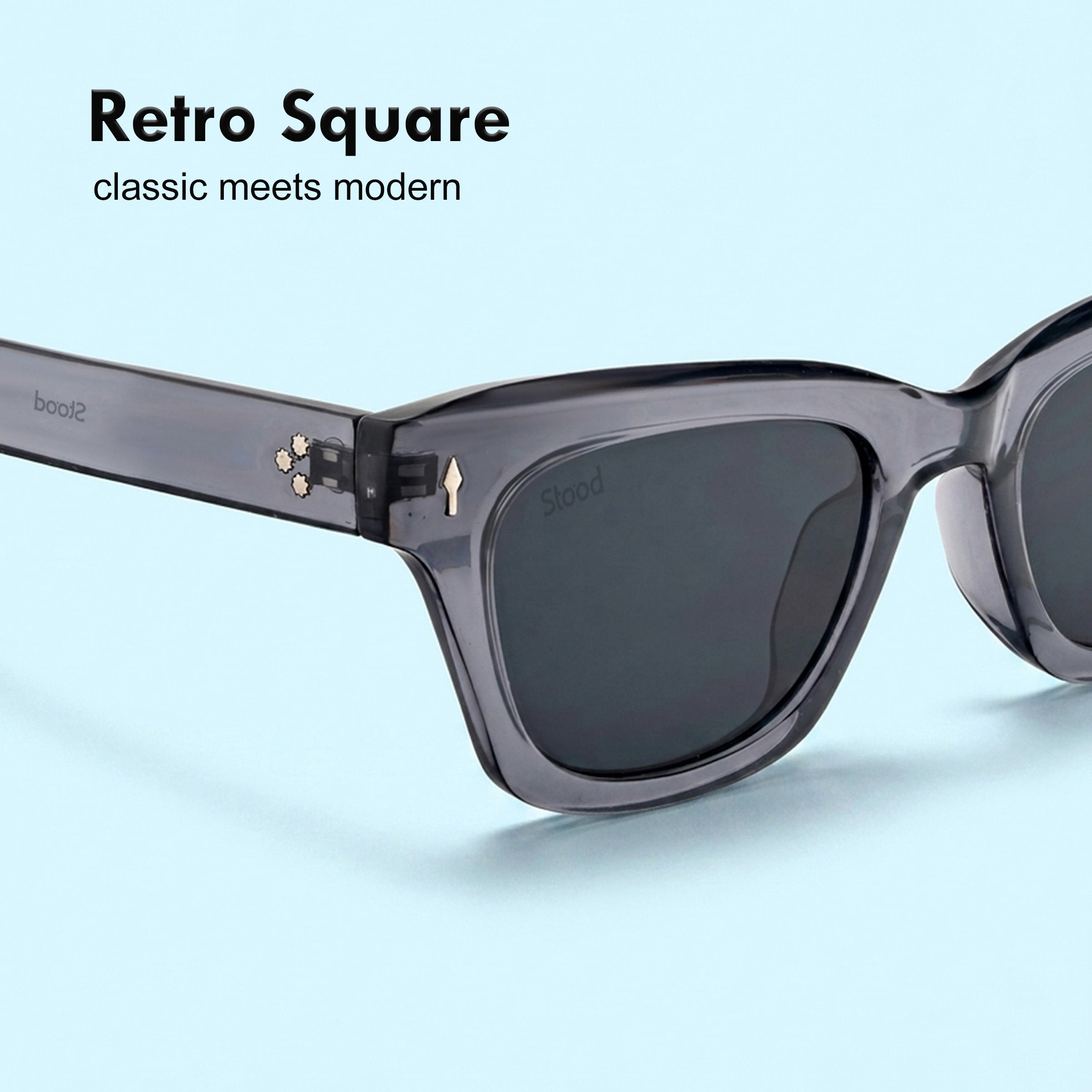 Stood Cat Eye Square Black UV Protection Chashma For Men & Women New Style – SG-STD0027-C2