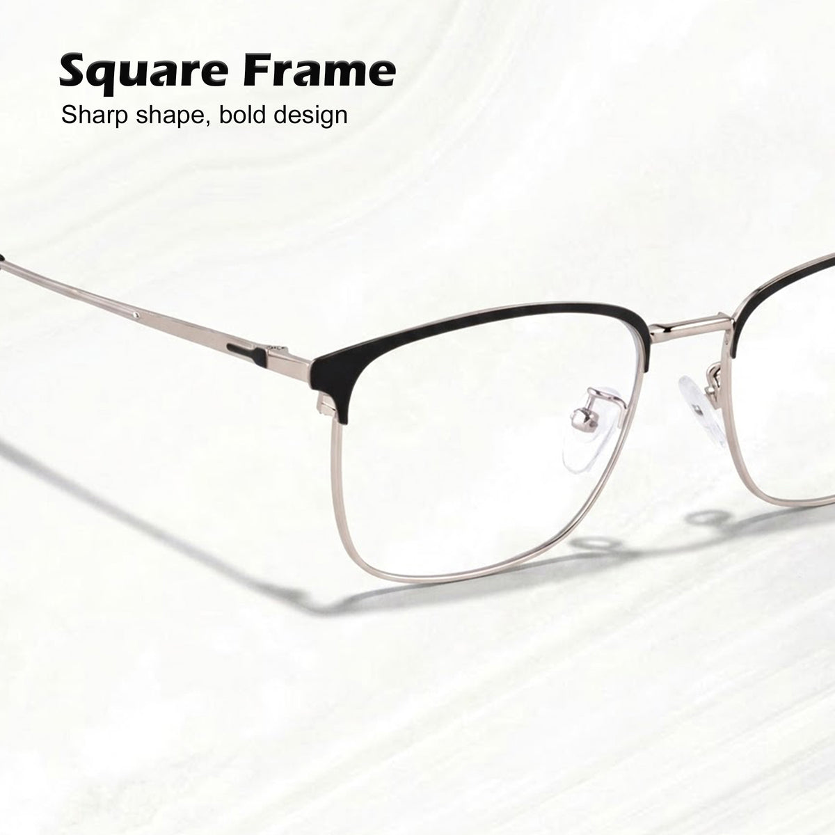 Royal Son Square Black Silver Blue Light Blocking Eyeglasses Men Women - SF0087-C3