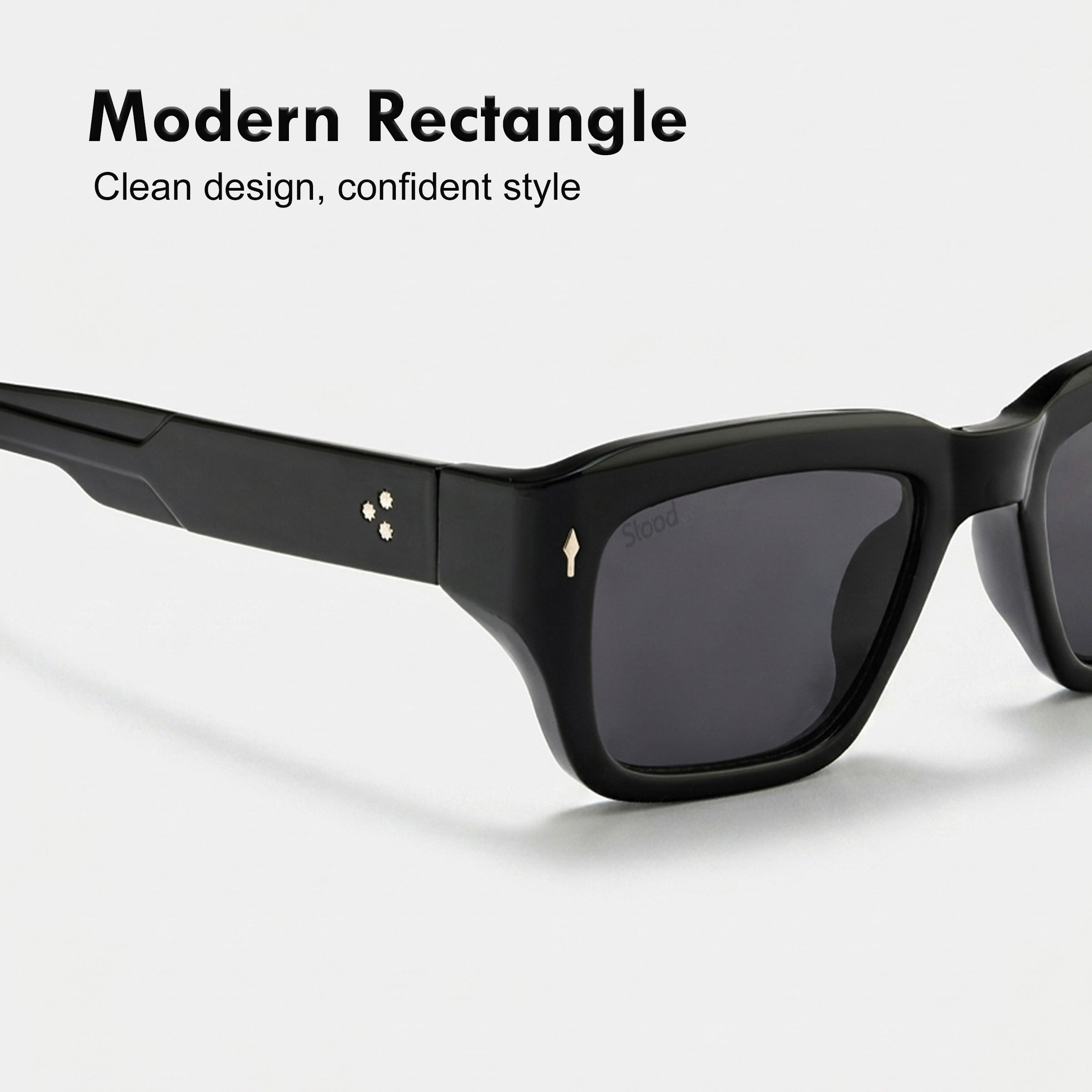 Stood Black Rectangle UV Protected Sunglasses For Men & Women - SG-STD0037-C1