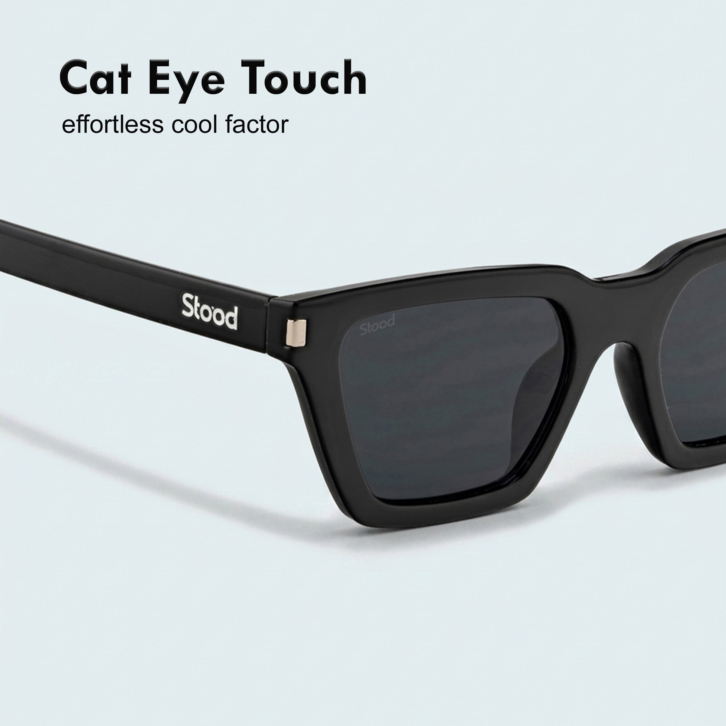 Stood Cat Eye Square Black UV Protection Sunglasses For Men & Women Stylish – SG-STD0012-C1