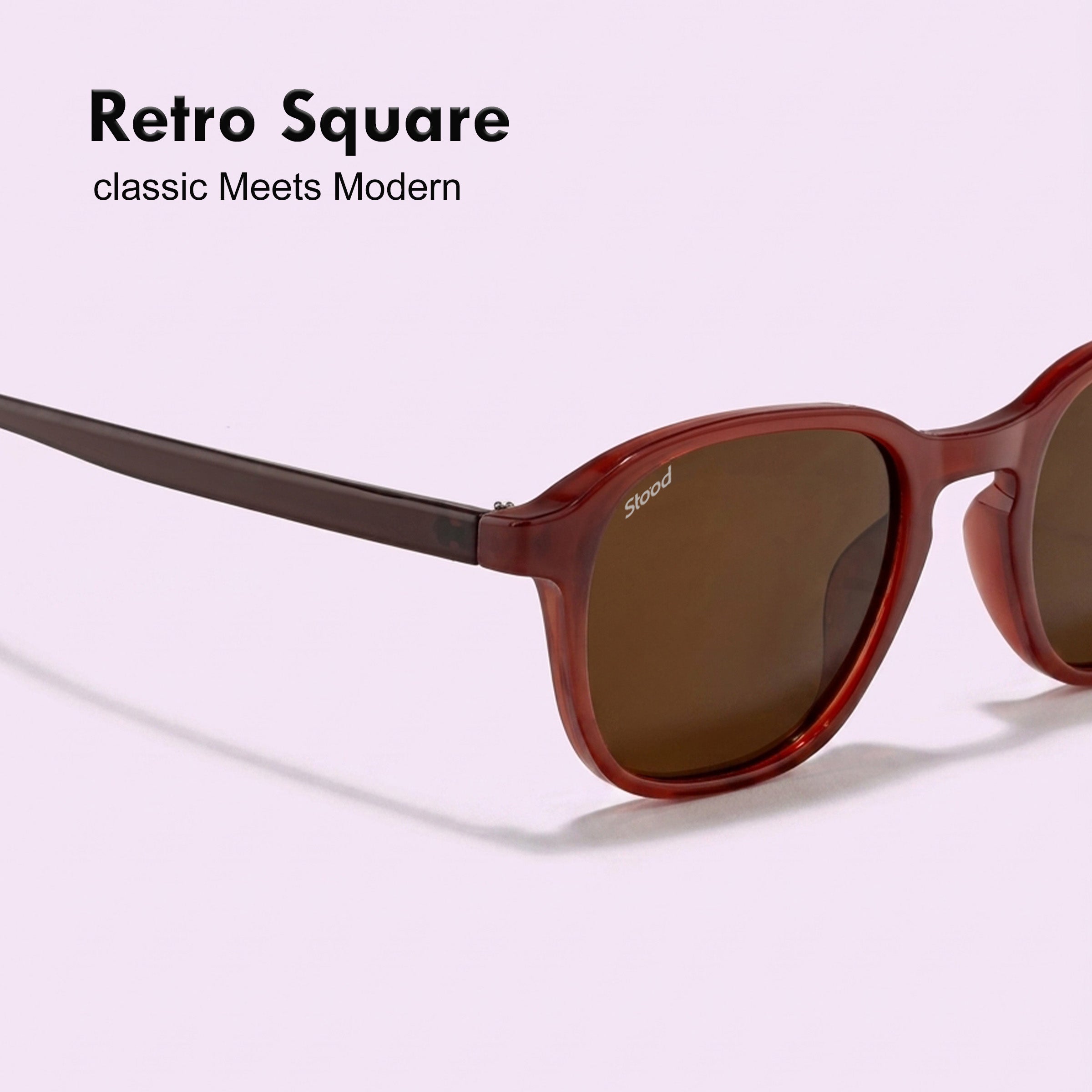 Stood Retro Square Brown UV Protection Chashma For Men & Women New Style – SG-STD0011-C2