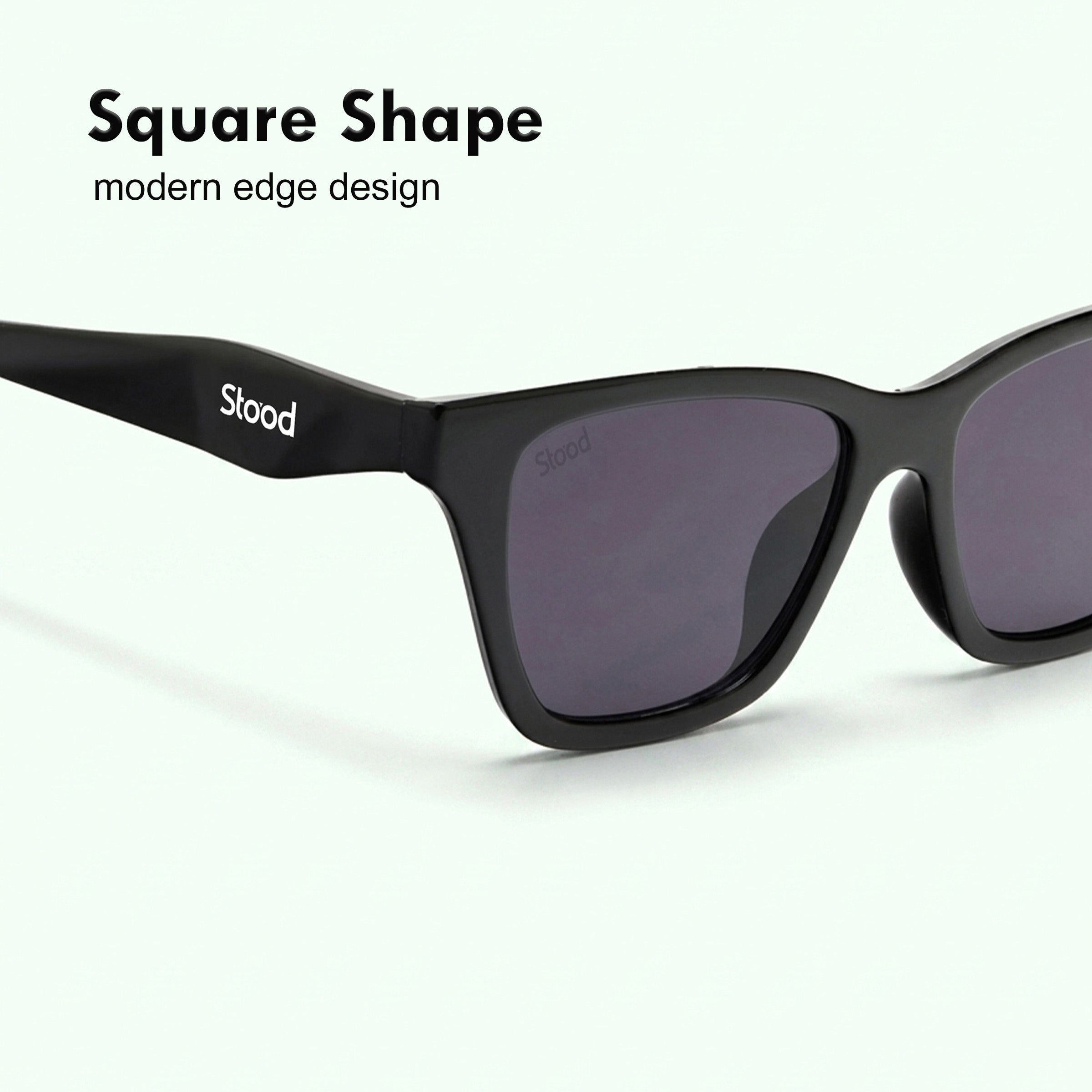 Stood Black Square UV Protected Sunglasses For Men & Women - SG-STD0033-C1