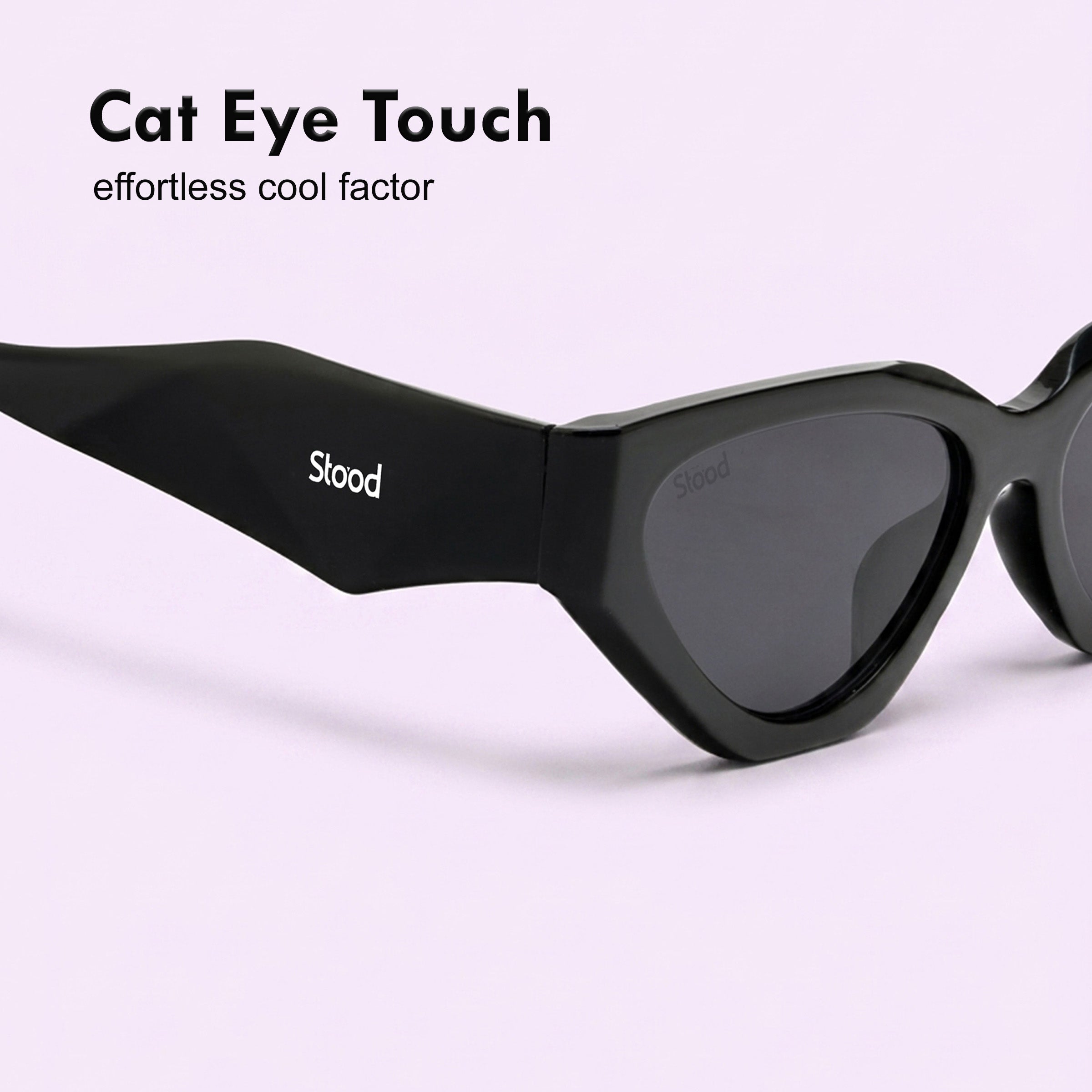 Stood Black Cat-Eye UV Protected Sunglasses For Men & Women - SG-STD0035-C1