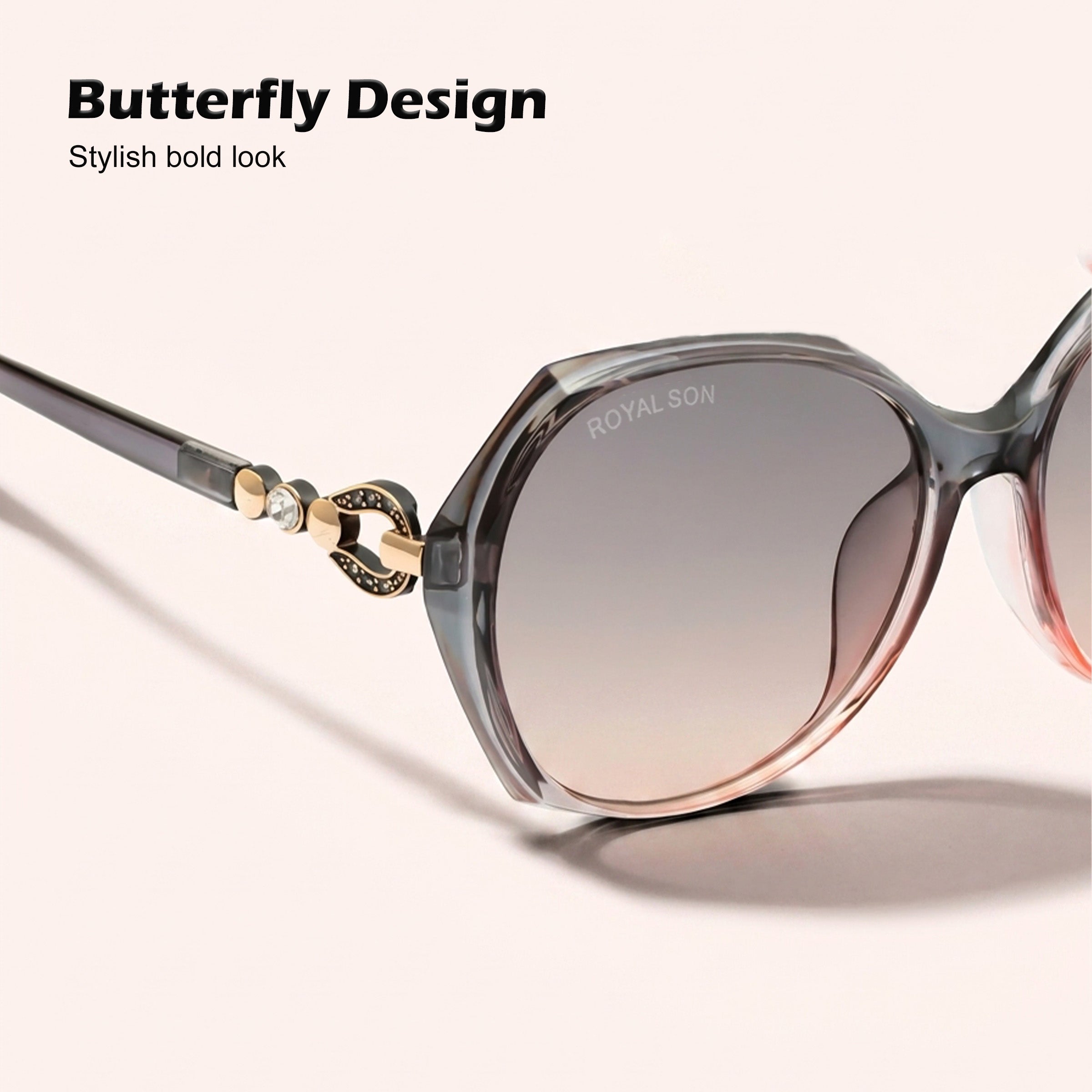 Royal Son Oversized Butterfly UV Protected Women Sunglasses - CHIWM00116-C3