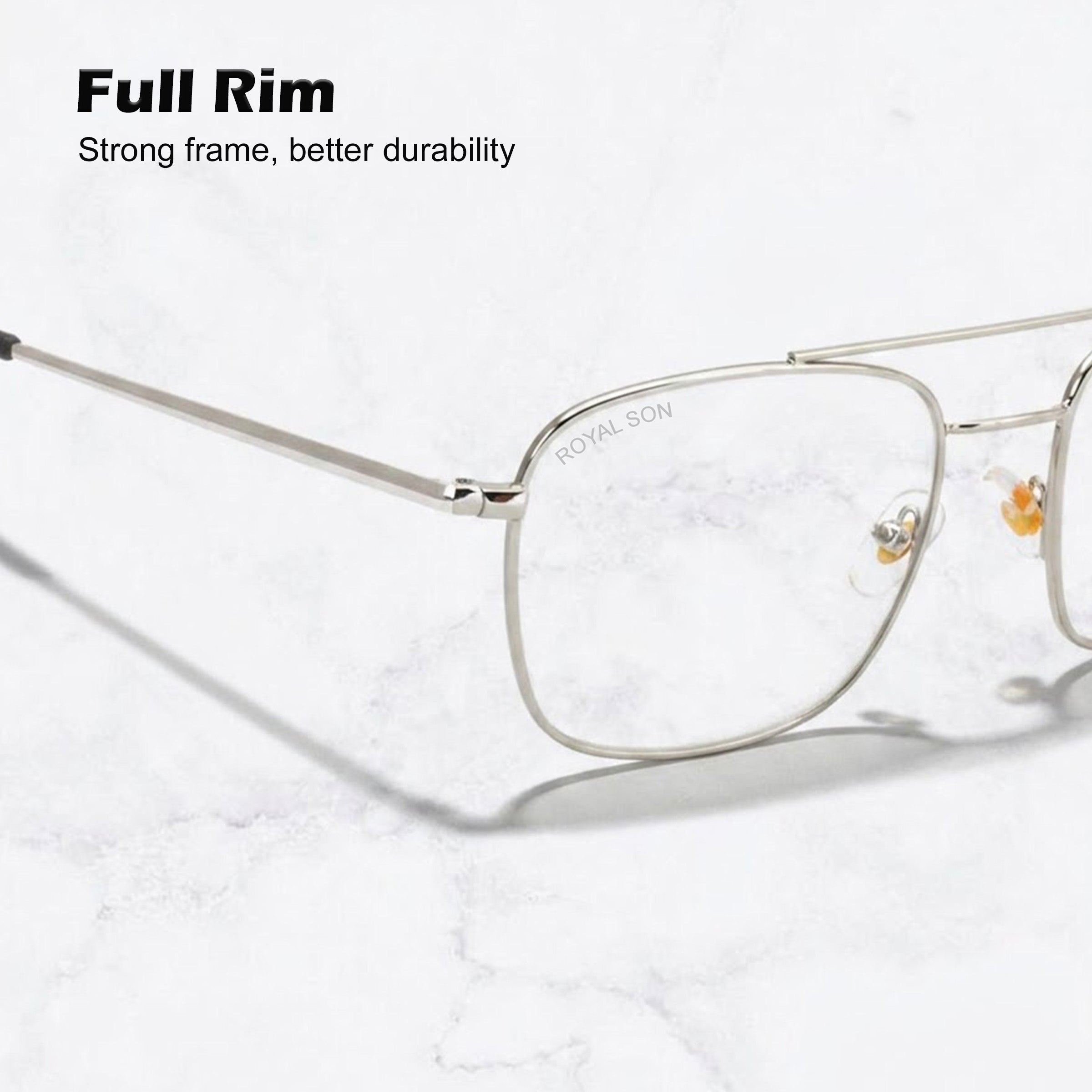 ROYAL SON Retro Square Spectacle Frame For Men And Women (RS0024SF|50|Transparent Lens)
