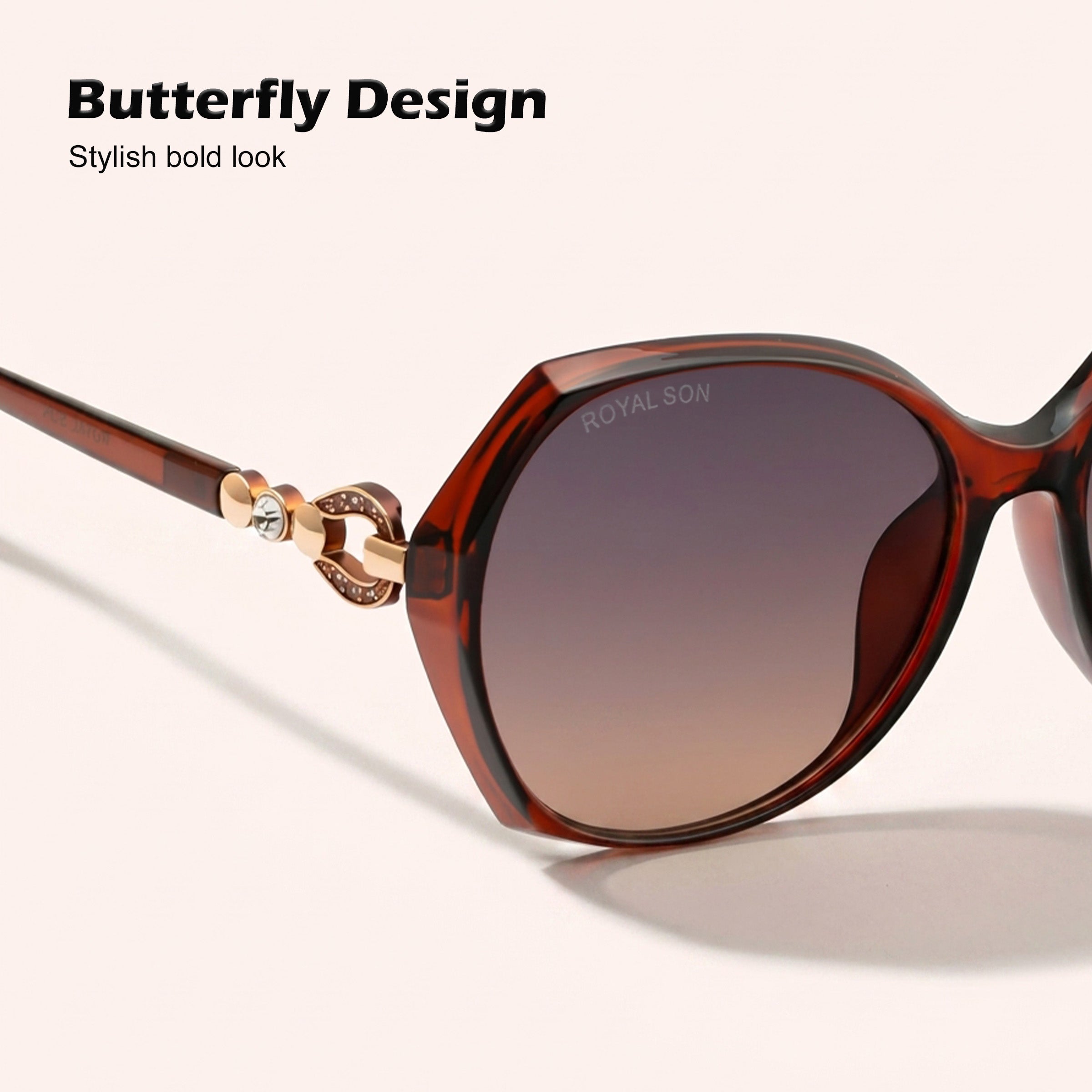 Royal Son Oversized Butterfly UV Protected Women Sunglasses - CHIWM00116-C2