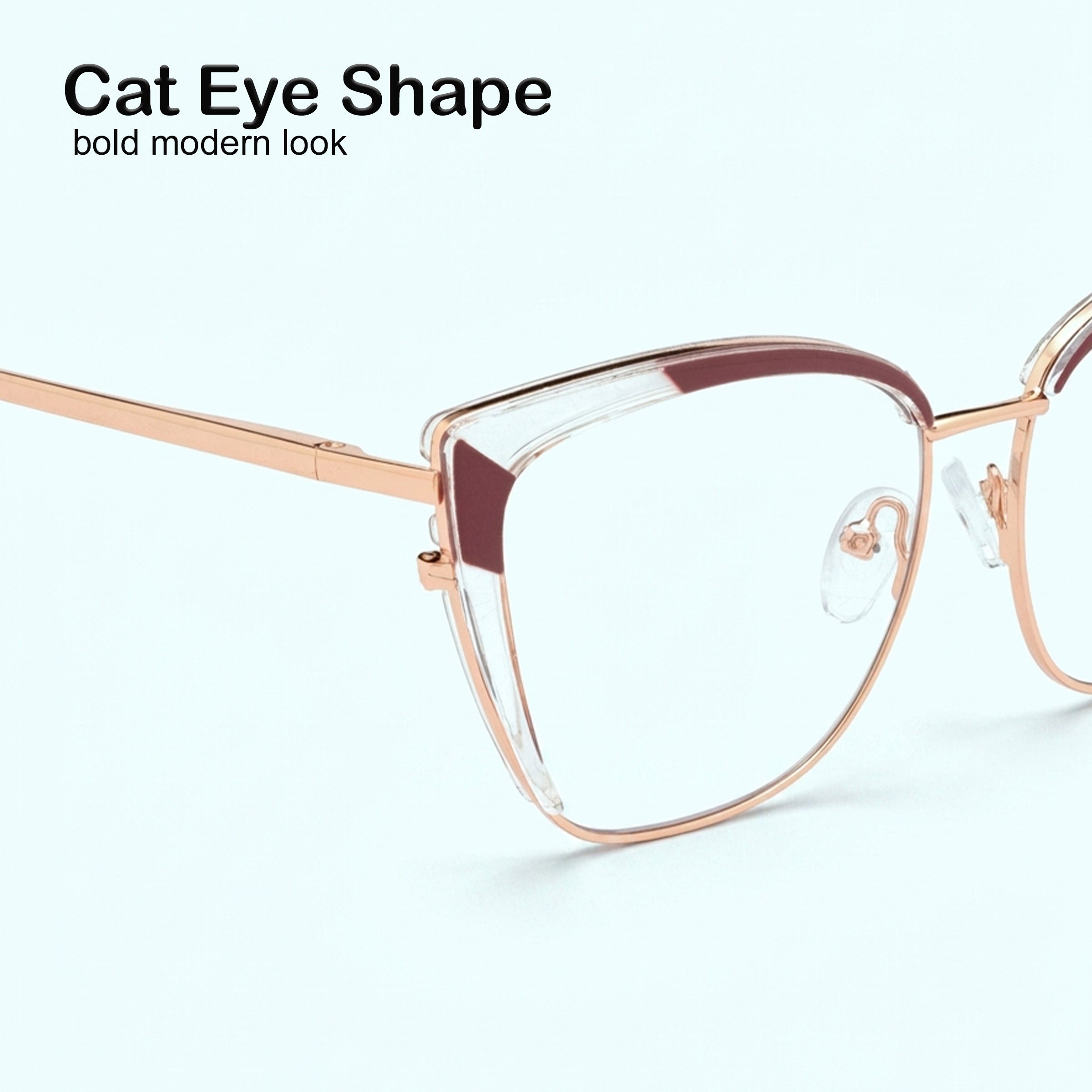 PERKEY Full Rim Cat Eye Blue Light Cut & Antiglare Computer Eyeglasses For Women - OPTL0018-C4