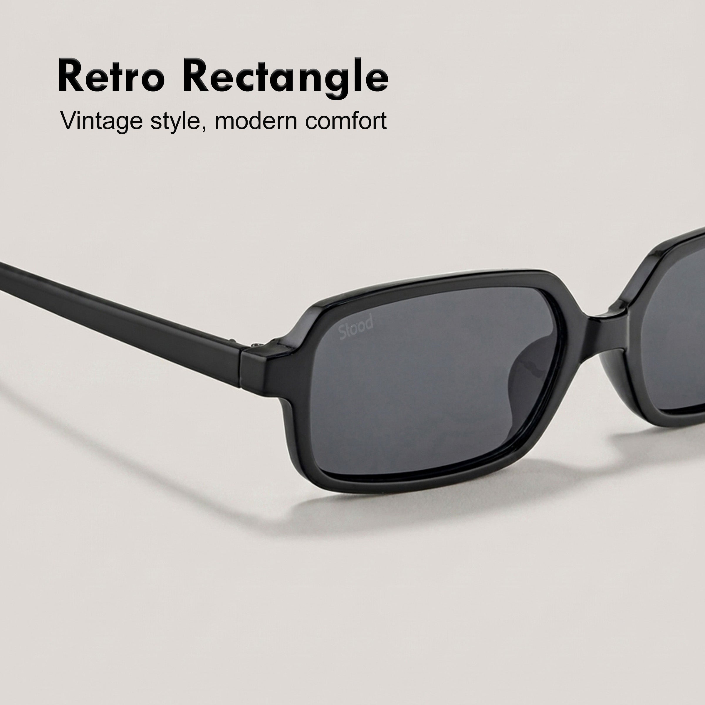 Stood Retro Square Black UV Protection Sunglasses For Men & Women Stylish – SG-STD0018-C1