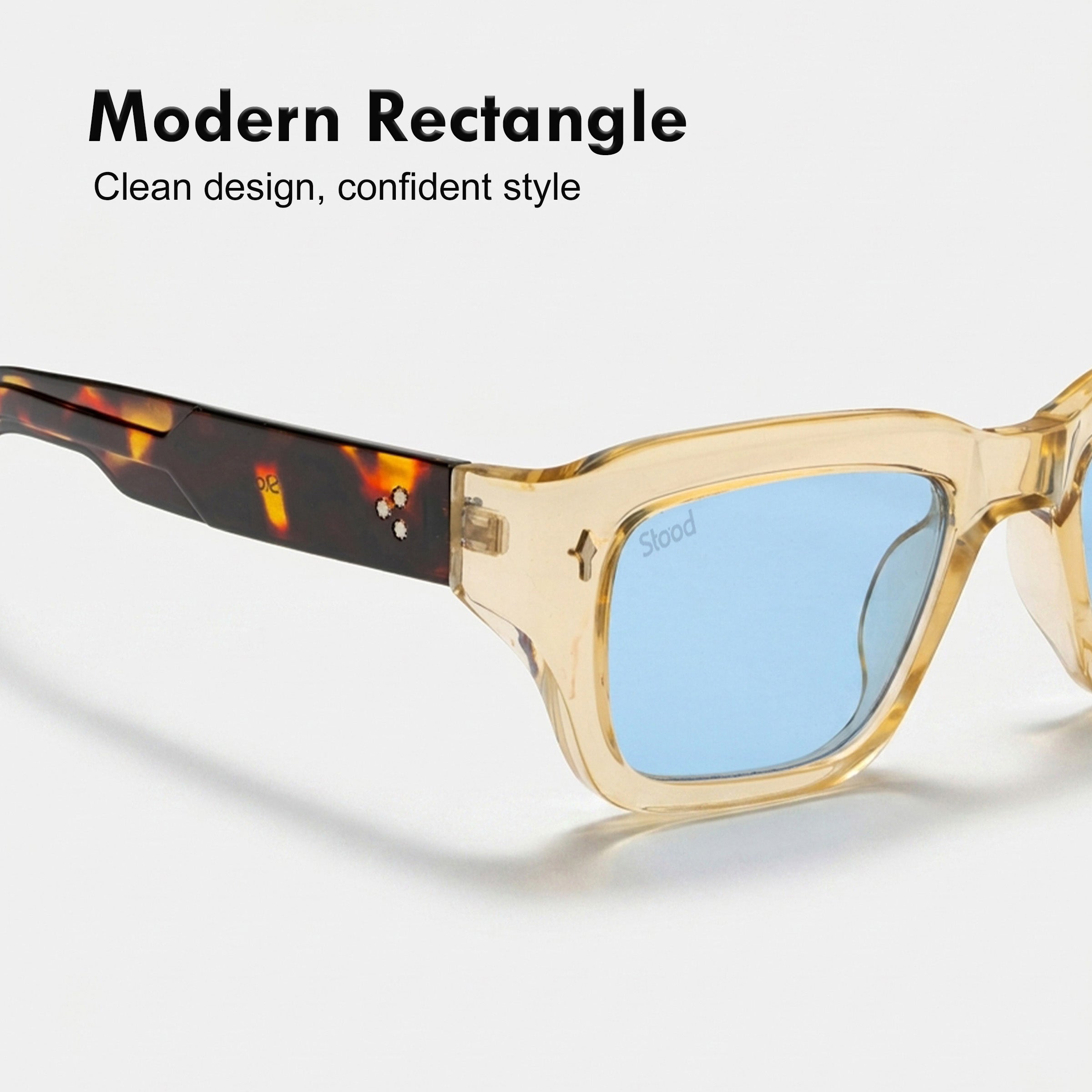 Stood Rectangle UV Protected Brown Sunglasses For Men & Women - SG-STD0037-C2