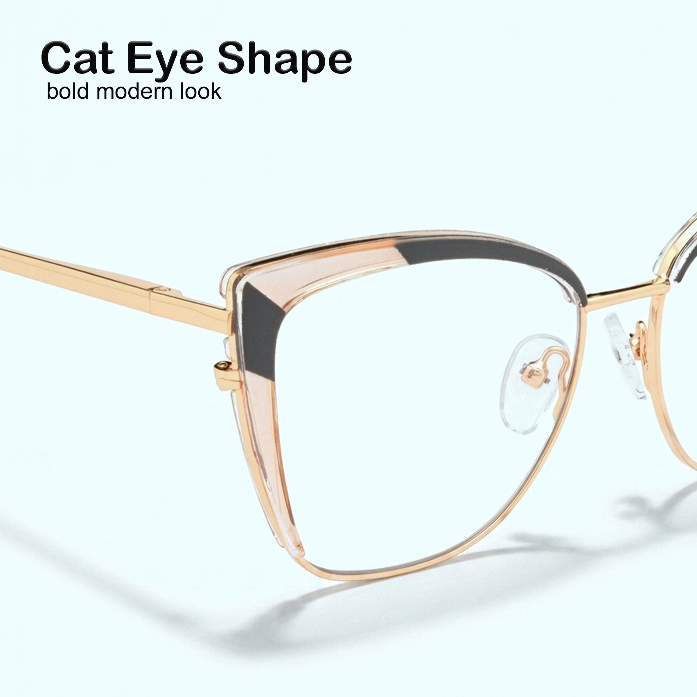 PERKEY Full Rim Cat Eye Blue Light Cut & Antiglare Computer Eyeglasses For Women - OPTL0018-C2