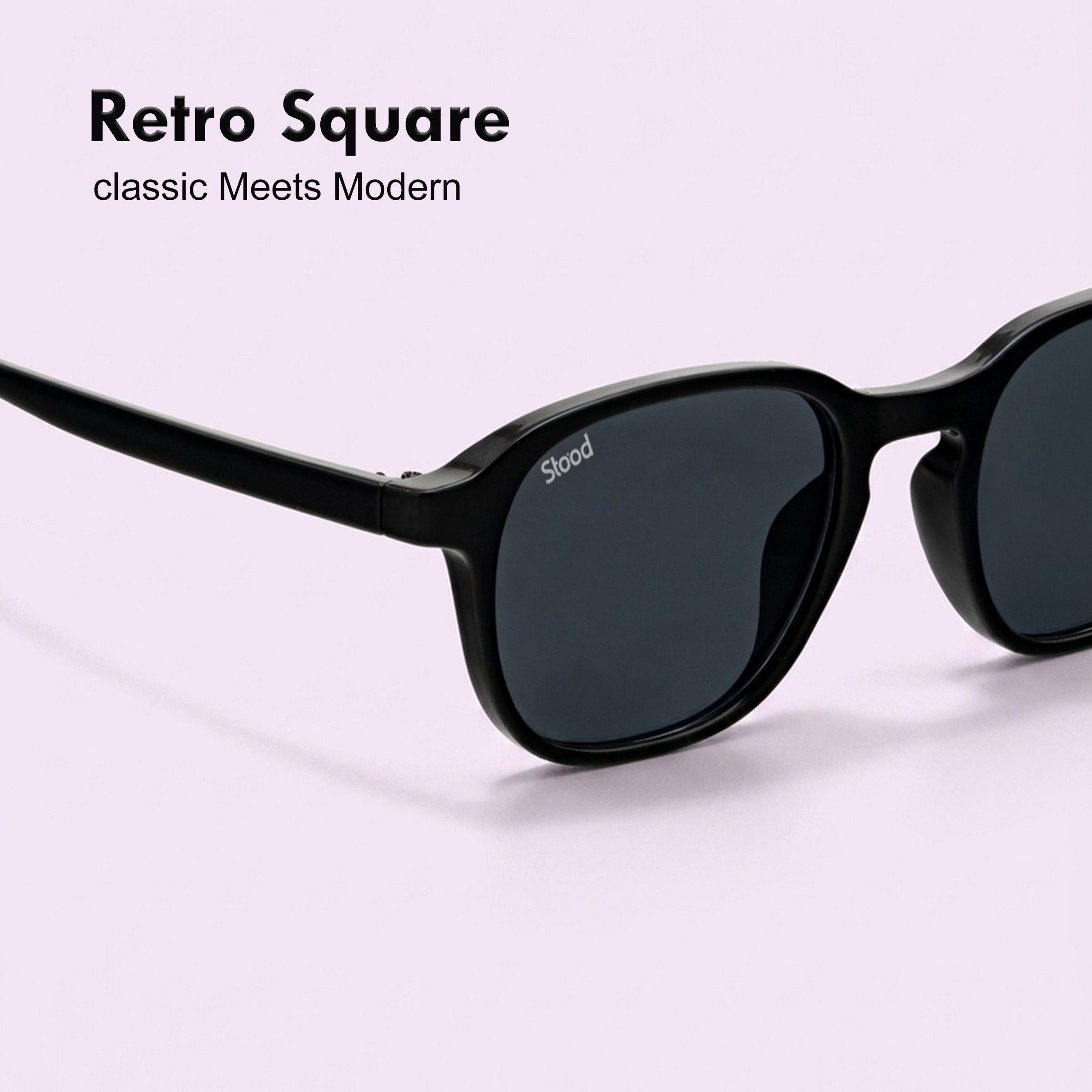Stood Retro Square Black UV Protection Sunglasses For Men & Women Stylish – SG-STD0011-C1