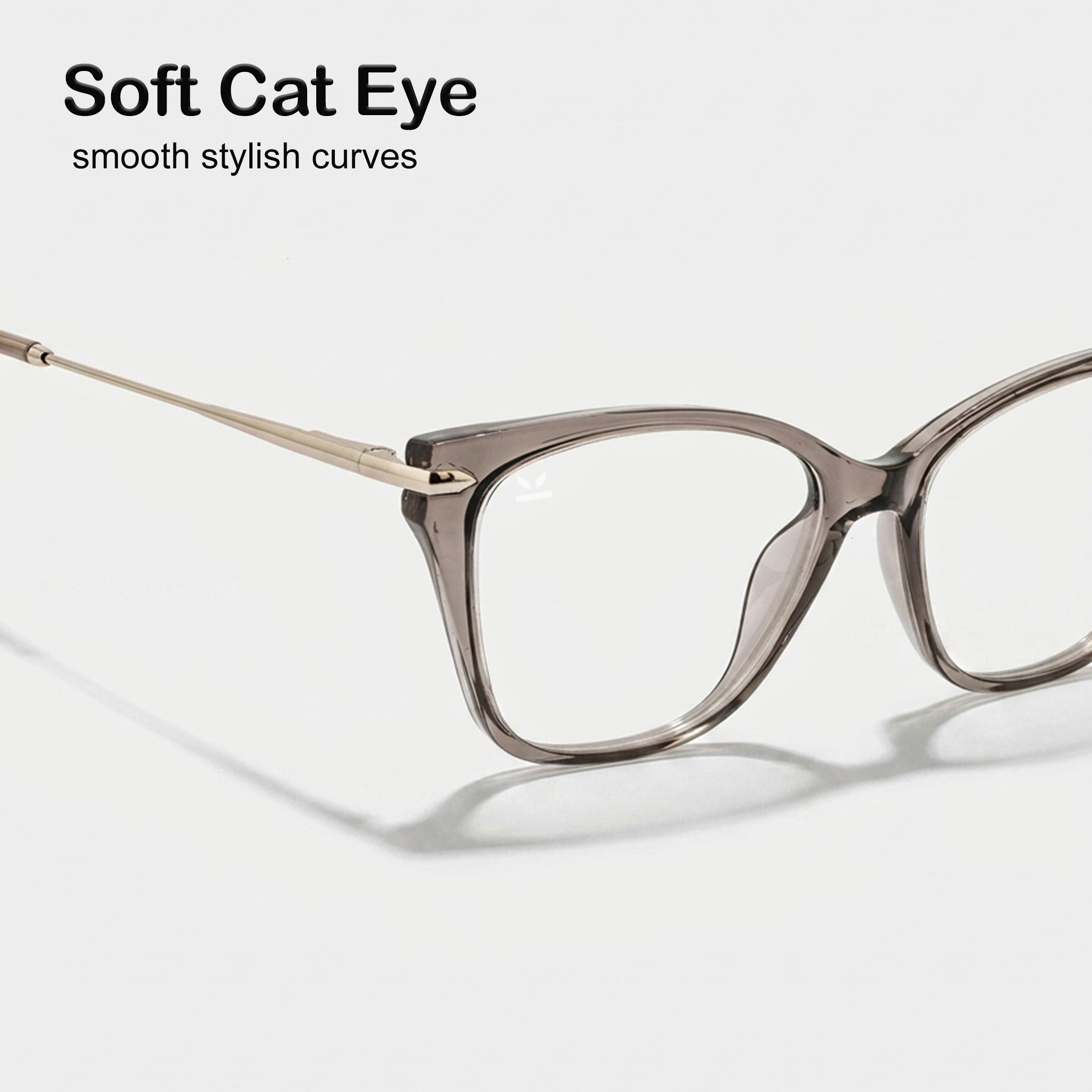 PERKEY Full Rim Cat Eye Transparent Grey Eyeglass Frame For Women - OPTL0023-C2