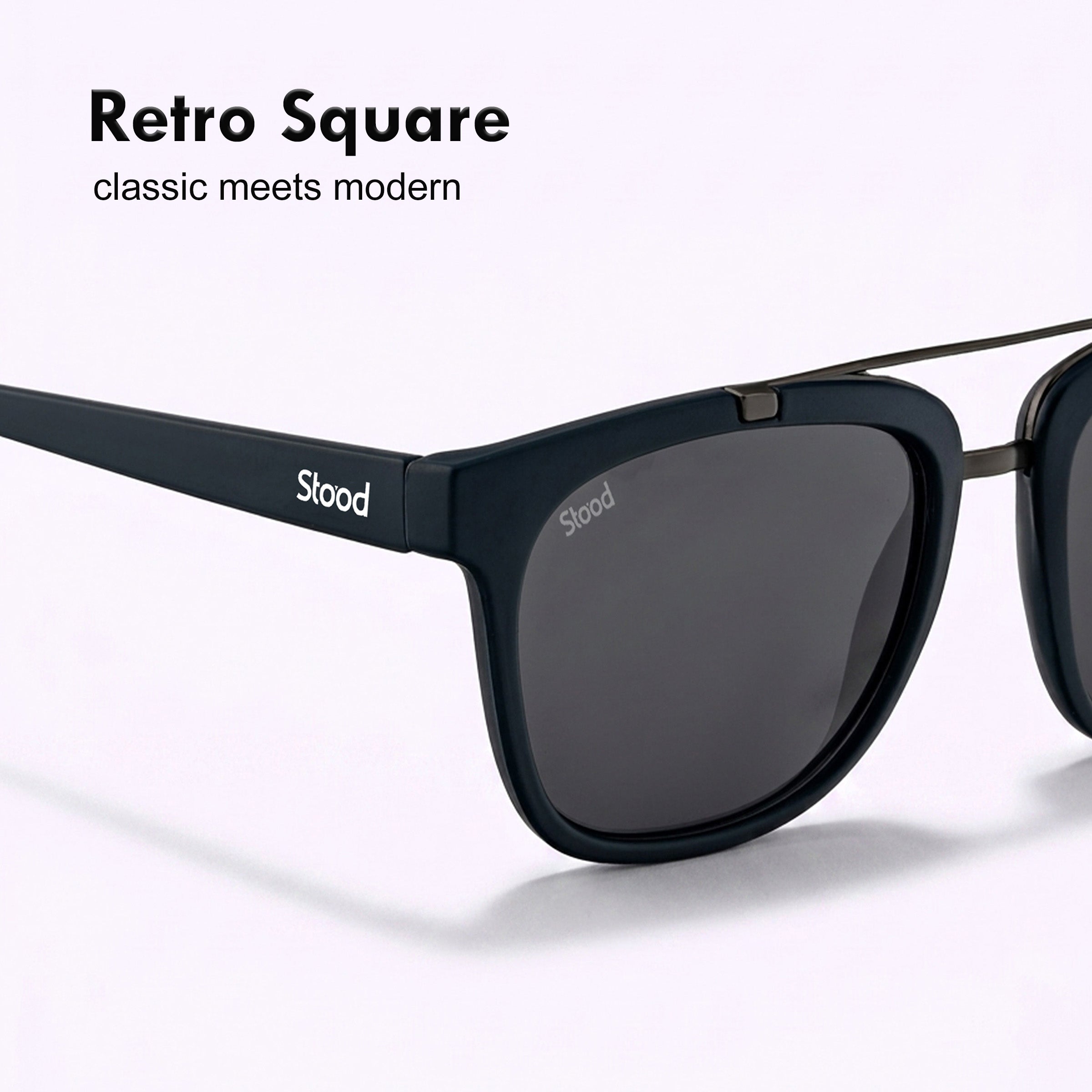 Stood Retro Square Black UV Protection Goggles For Men & Women Sunglasses – SG-STD0021-C3