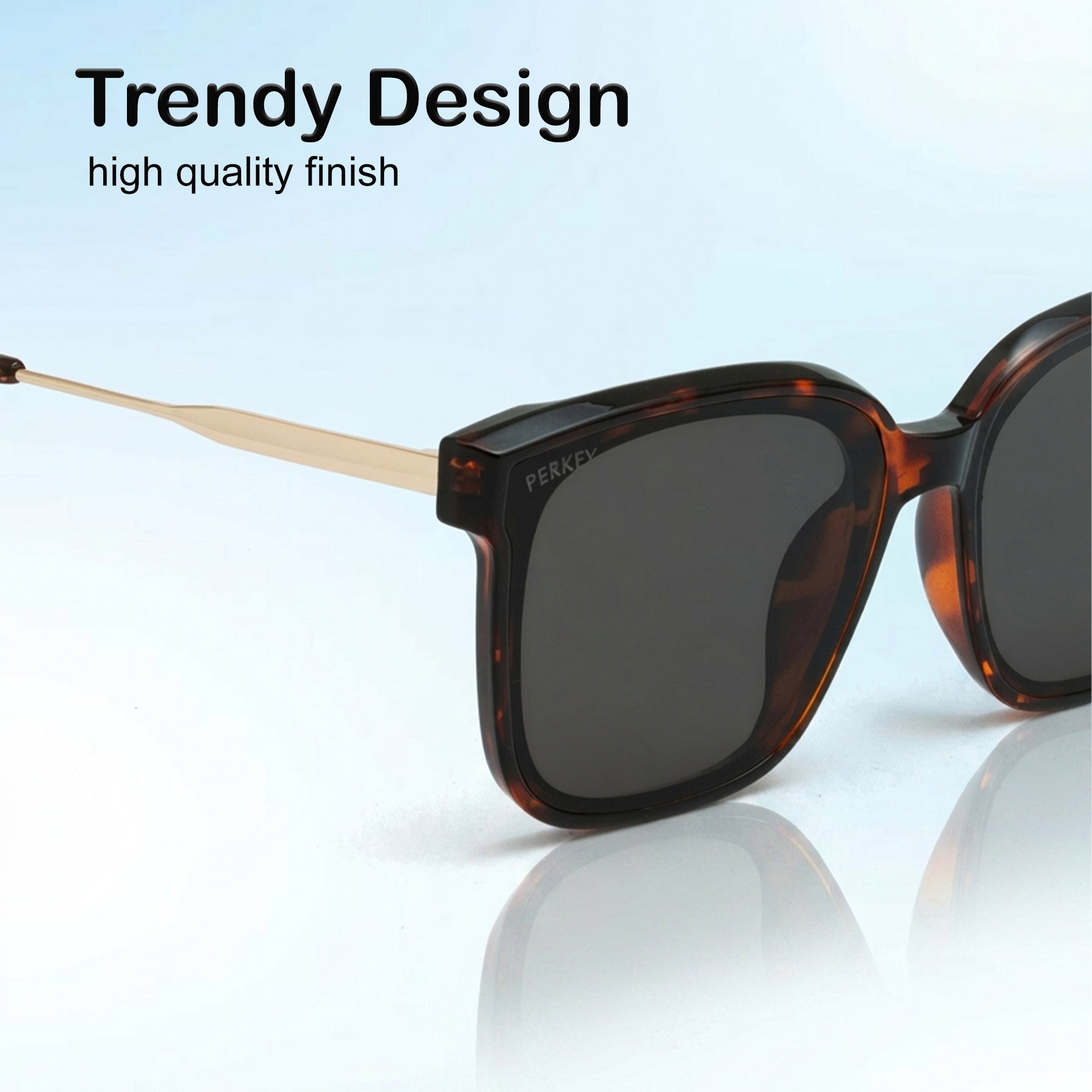 PERKEY Square-Oversized Black UV Protected Sunglasses Men Women - PRKY0013-C3