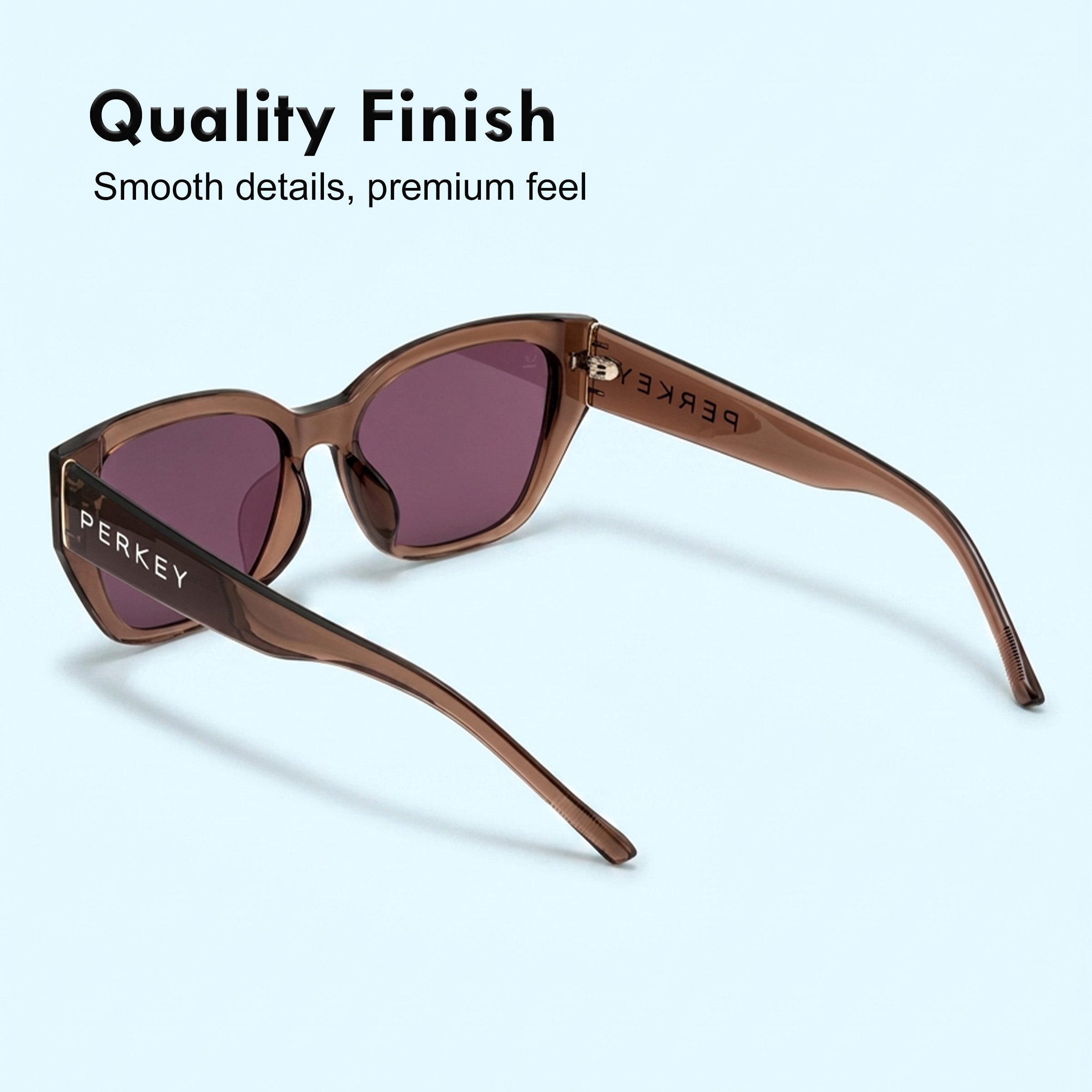 PERKEY UV Protection Retro Square Brown Sunglasses for Men & Women – PRKY0023-C2