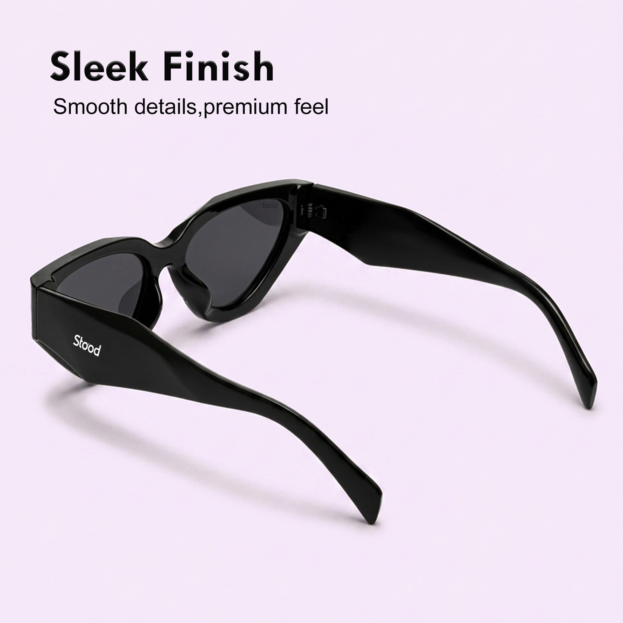 Stood Black Cat-Eye UV Protected Sunglasses For Men & Women - SG-STD0035-C1