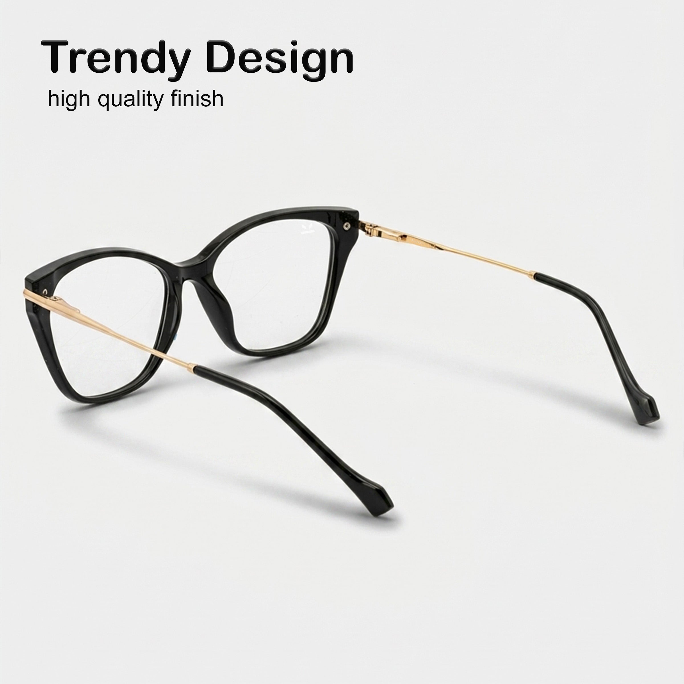 PERKEY Cat Eye Black Glossy Spectacle Frames For Women - OPTL0023-C1