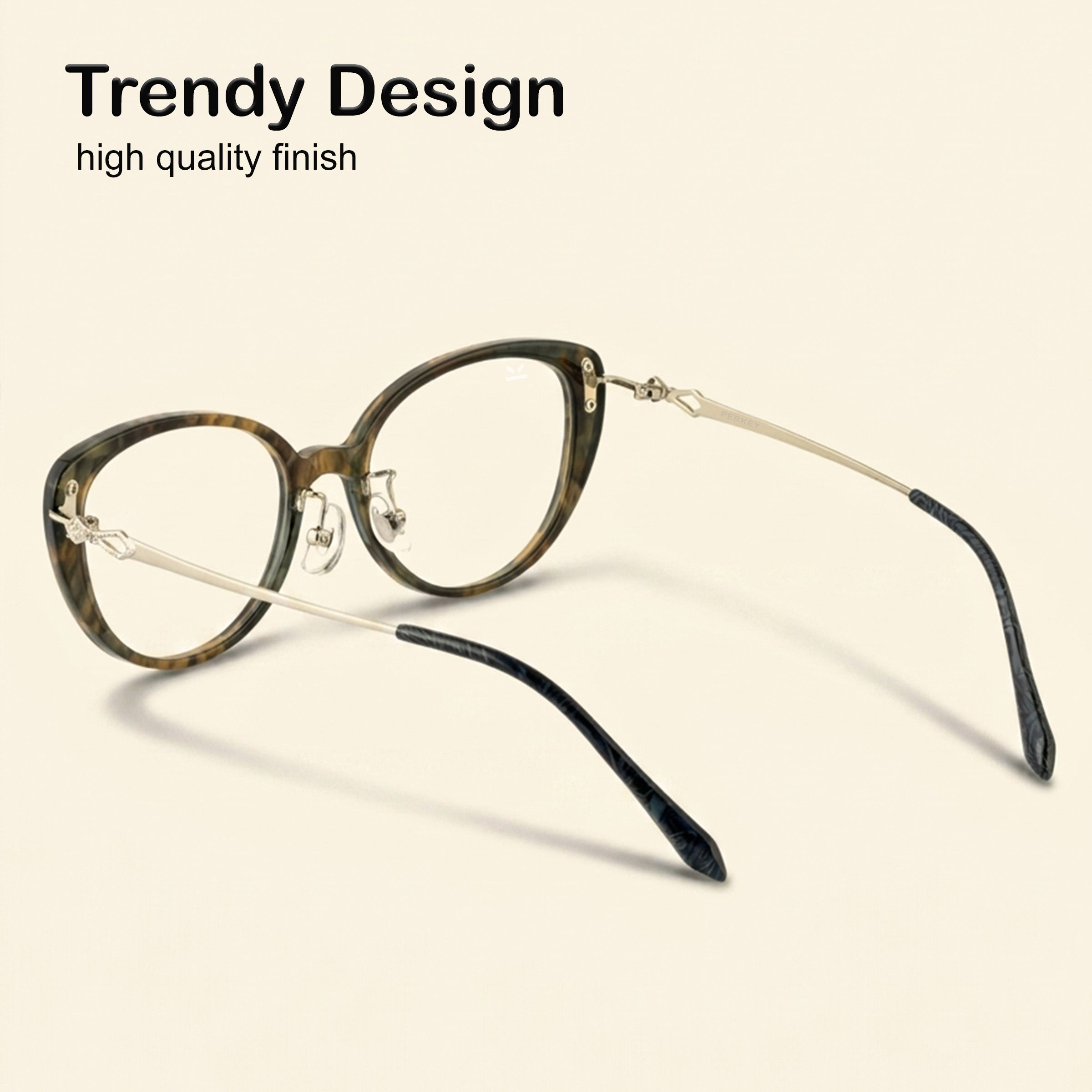 PERKEY Full Rim Soft Cat Eye Tortoise Print Eyeglass Frame For Women - OPTL0026-C3