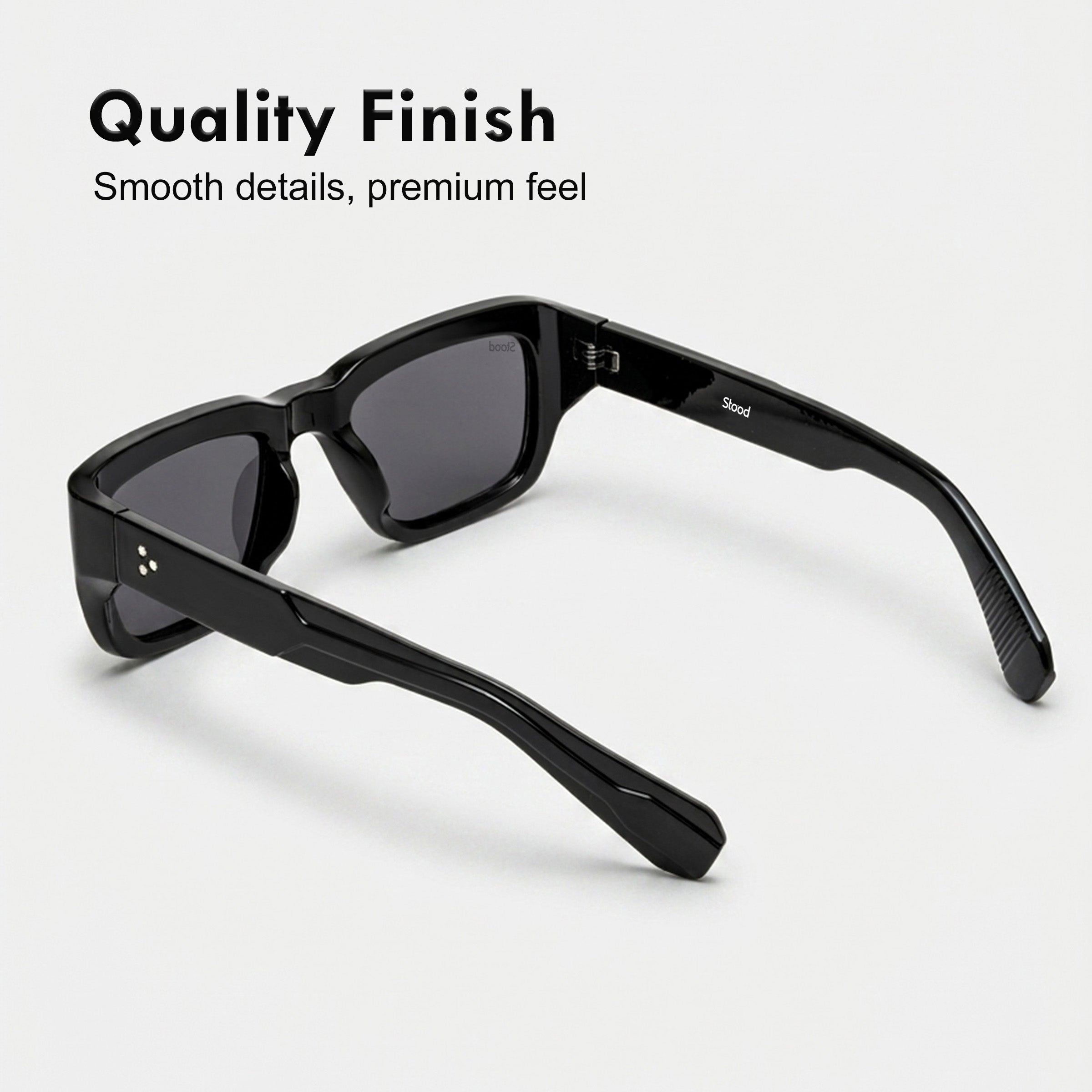 Stood Black Rectangle UV Protected Sunglasses For Men & Women - SG-STD0037-C1