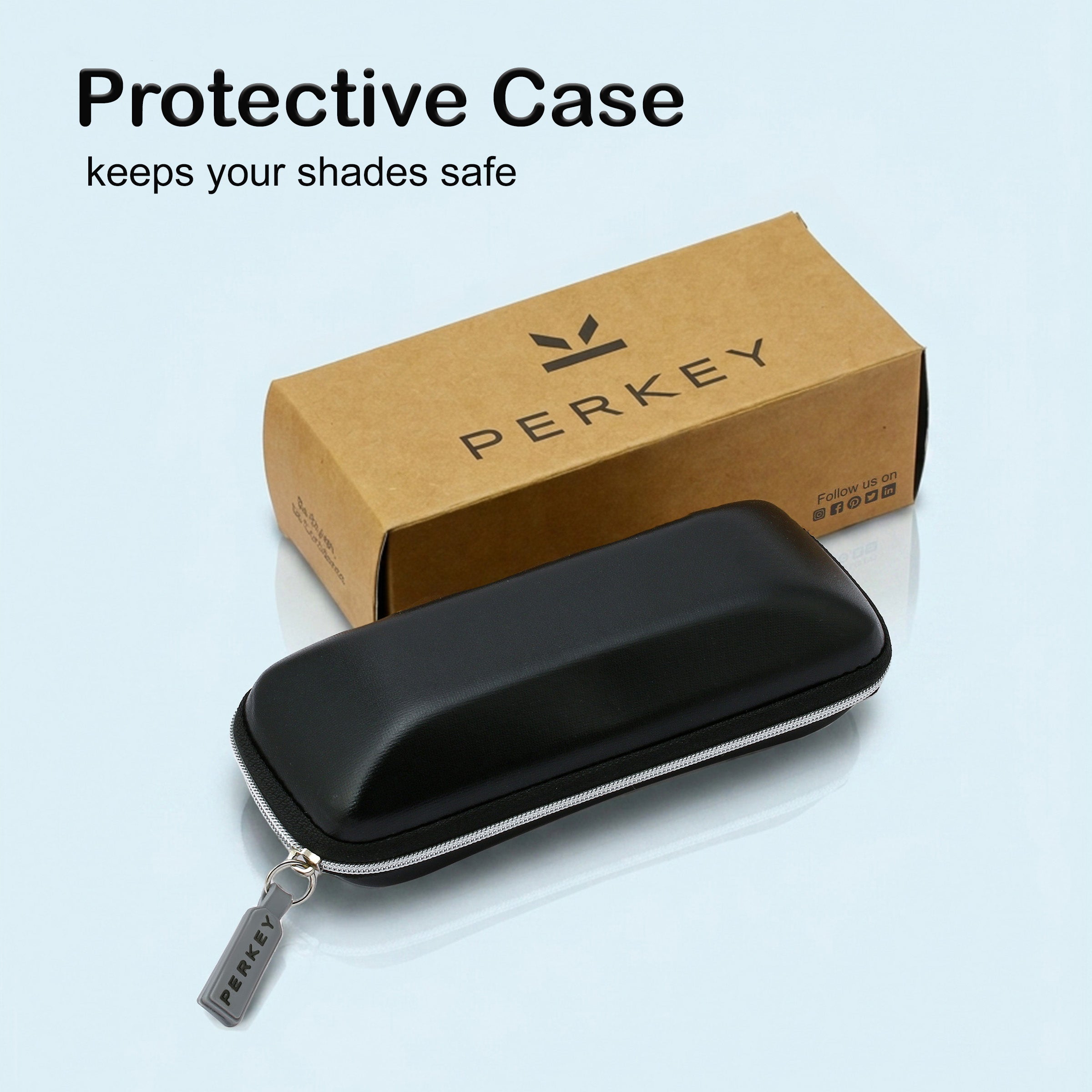PERKEY Square Brown UV Protected Polarized Sunglasses Men Women - PRKY008-C2