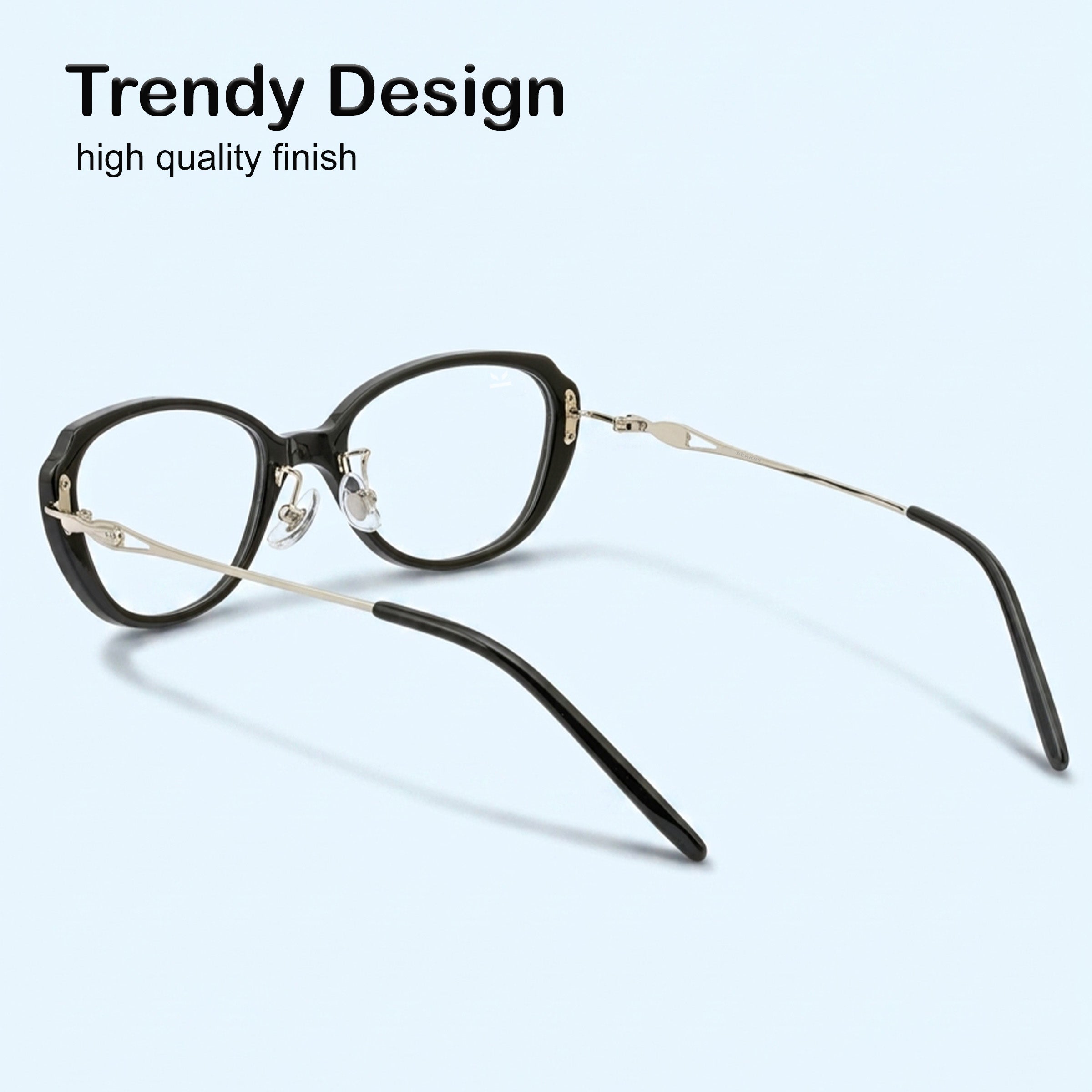 PERKEY Full Rim Oval Black Eyeglass Frame For Women  - OPTL0025-C1