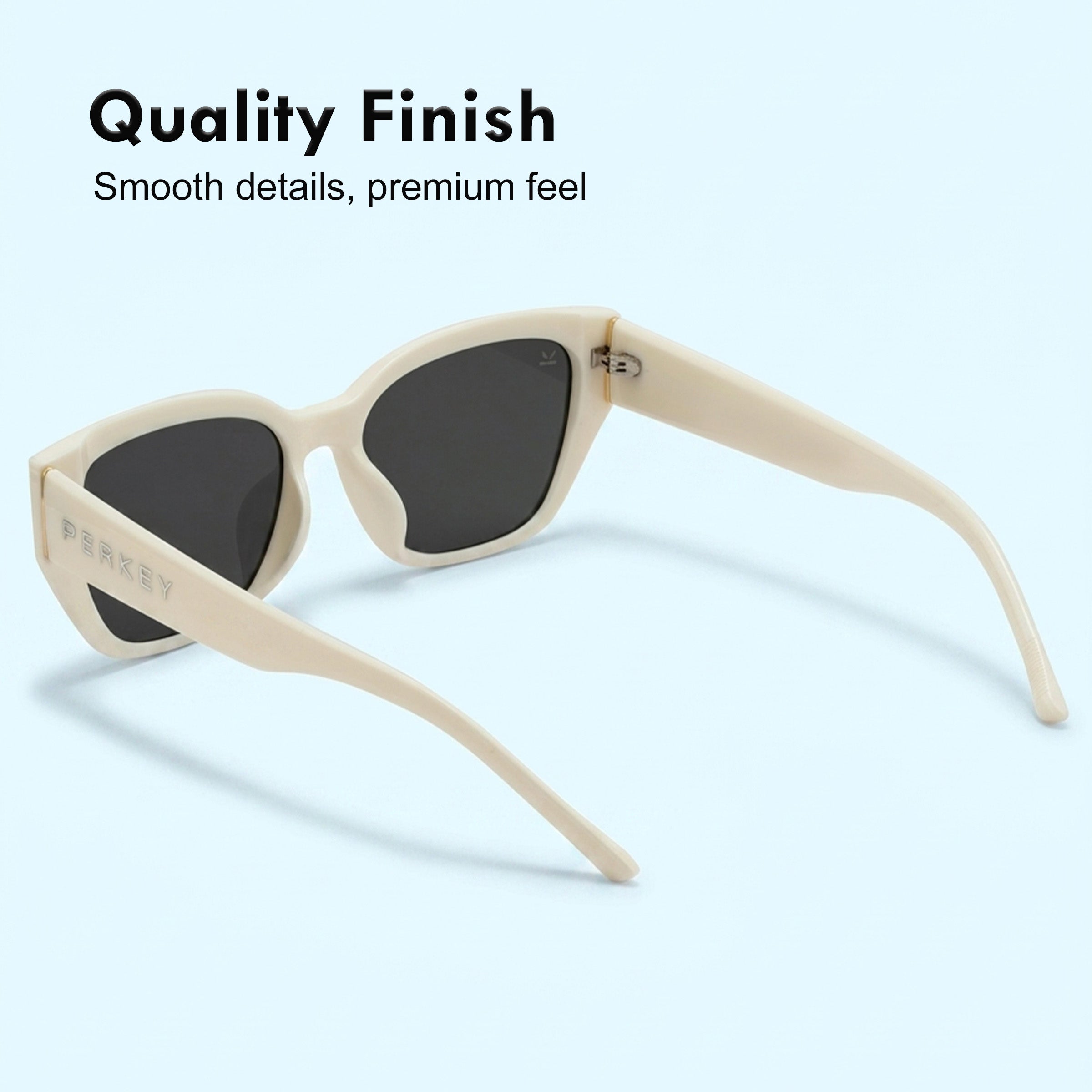 PERKEY UV Protection Retro Square White Sunglasses for Men & Women with Black Lens – PRKY0023-C3