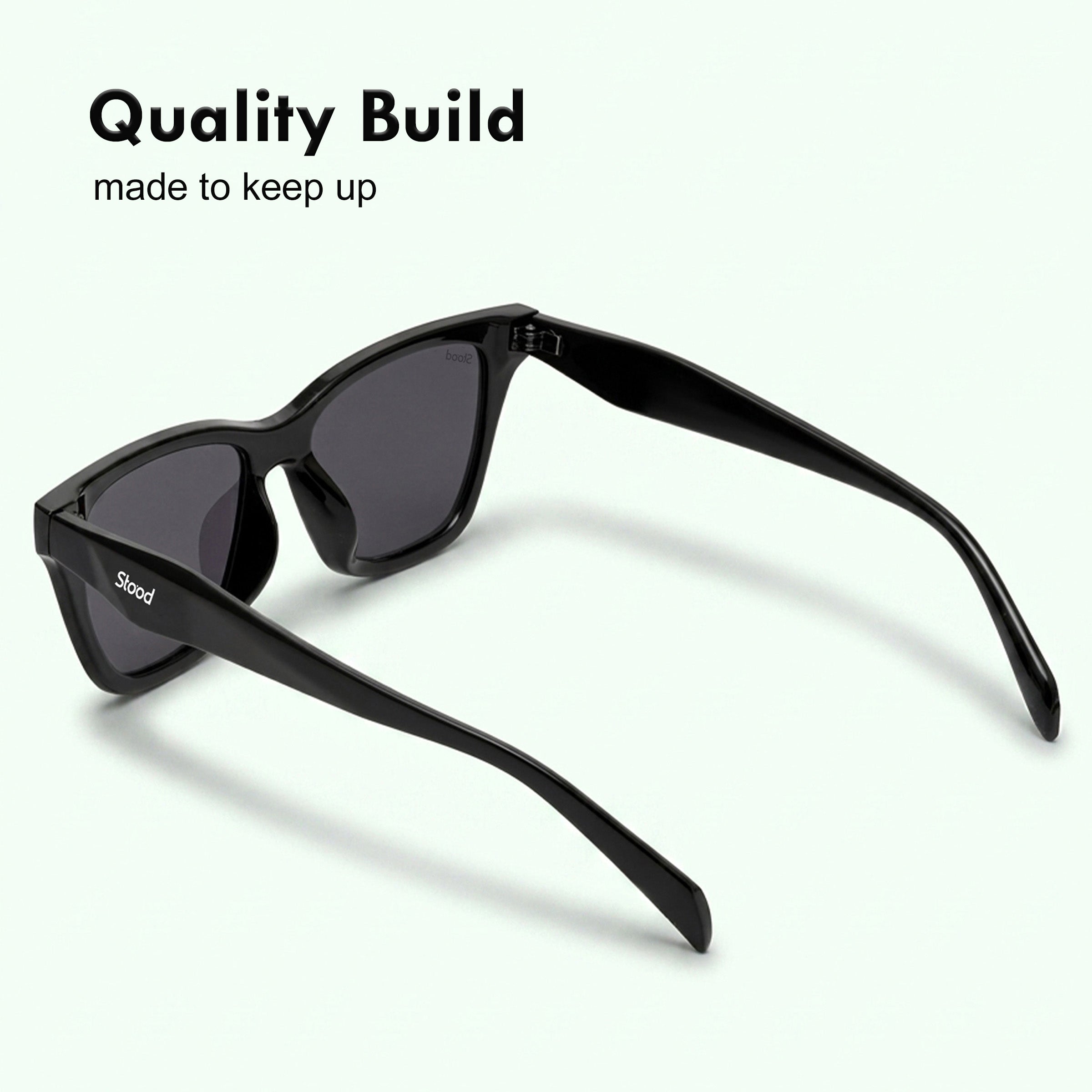 Stood Black Square UV Protected Sunglasses For Men & Women - SG-STD0033-C1