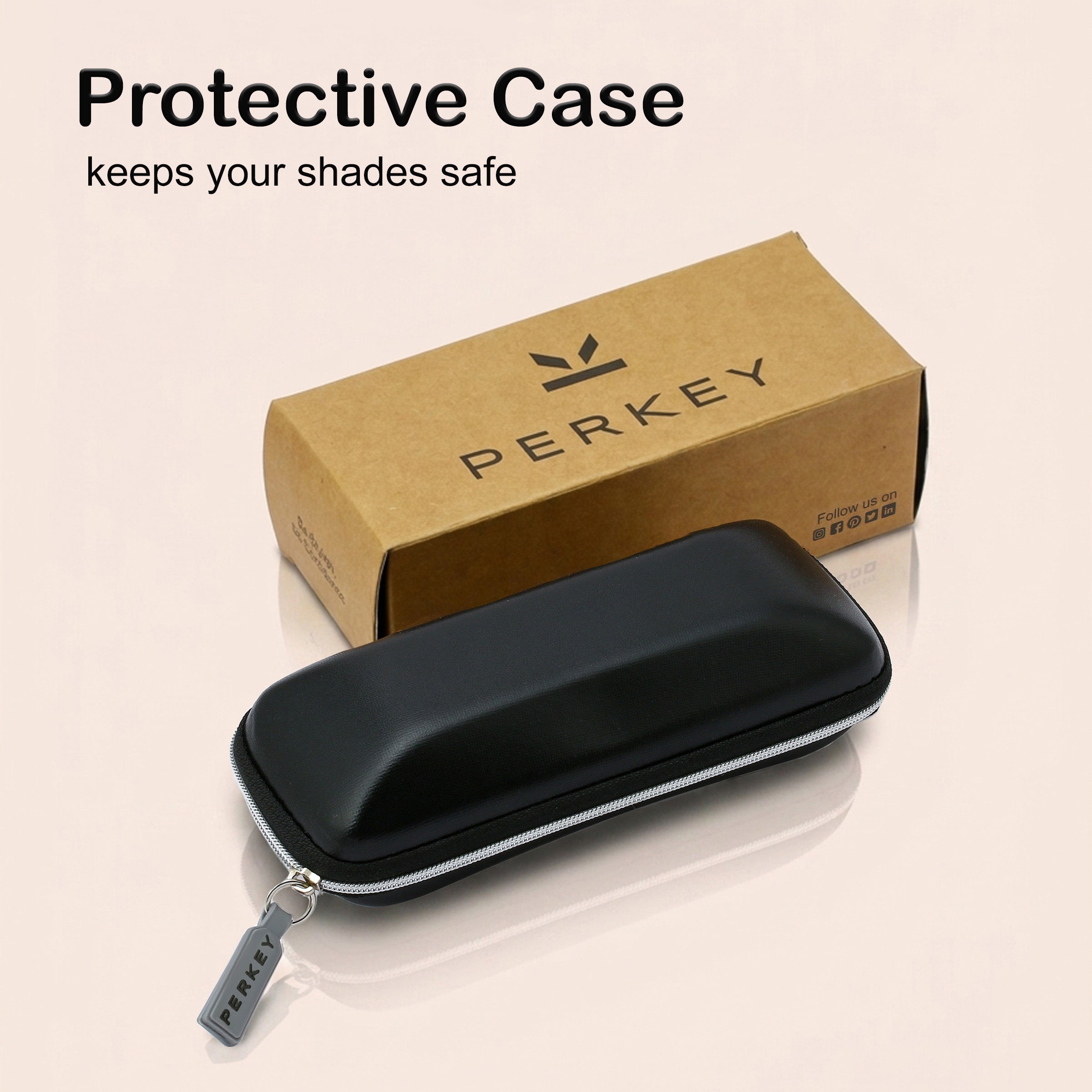 PERKEY Square Black UV Protected Polarized Sunglasses Men Women - PRKY004-C4