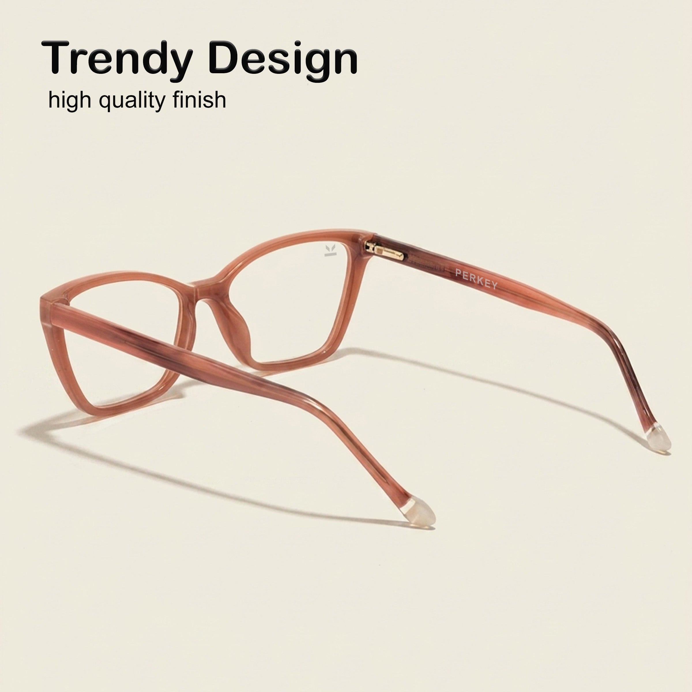 PERKEY Full Rim Soft Cat Eye Pink Spectacle Frame For Women - OPTL0021-C3