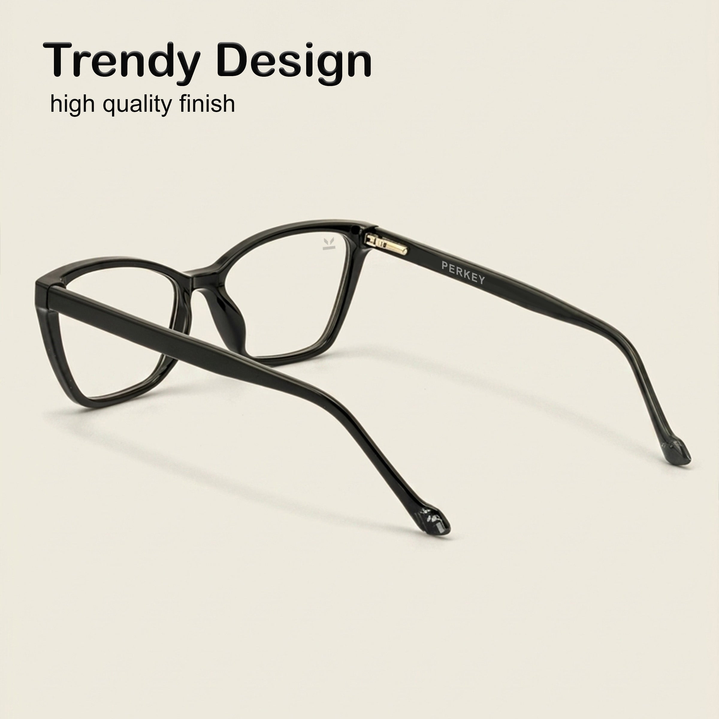 PERKEY Soft Cat Eye Full Rim Black Eyeglass Frame For Women - OPTL0021-C1