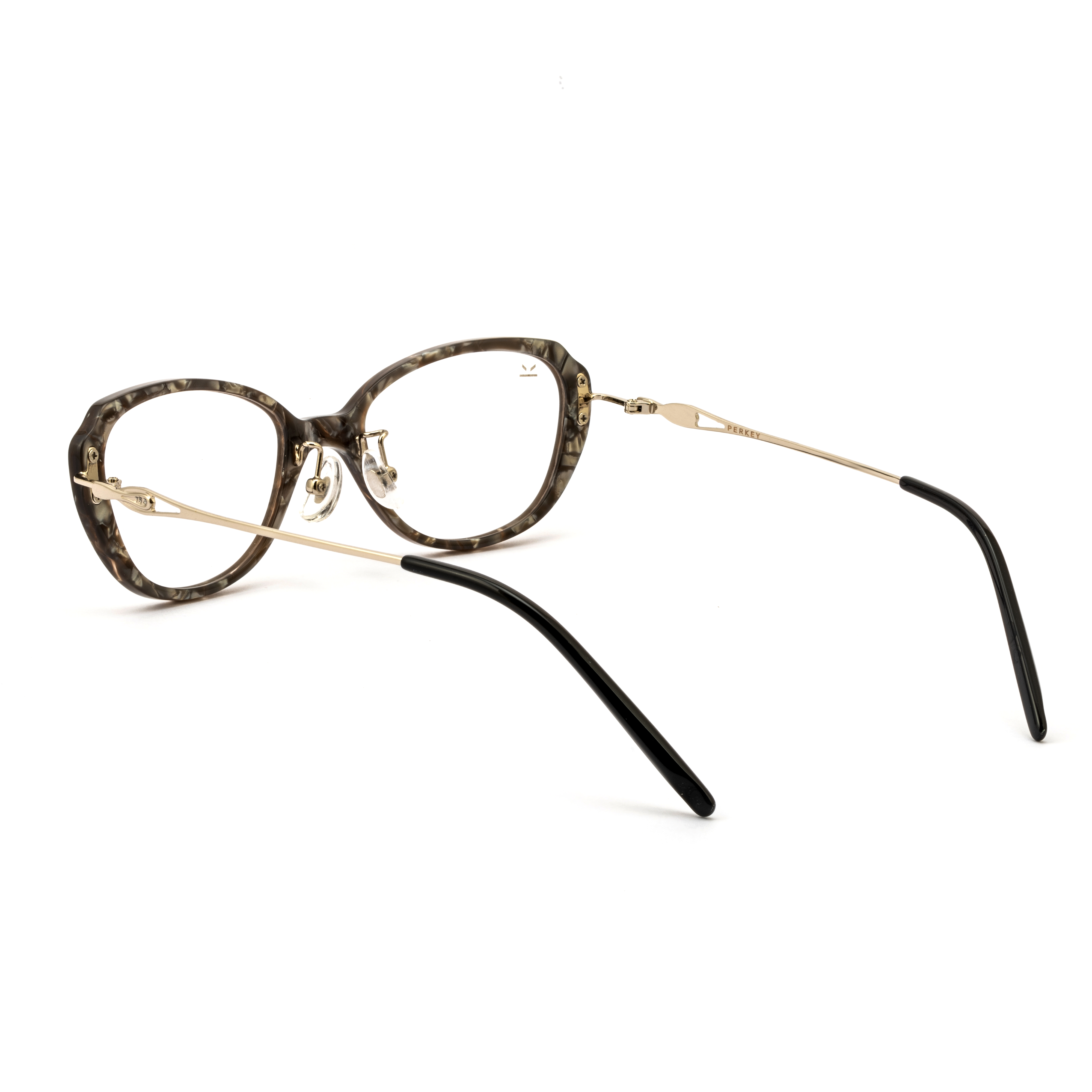 PERKEY Small Full Rim Oval Stone Grey Eyeglass Frame For Women- OPTL0025-C2