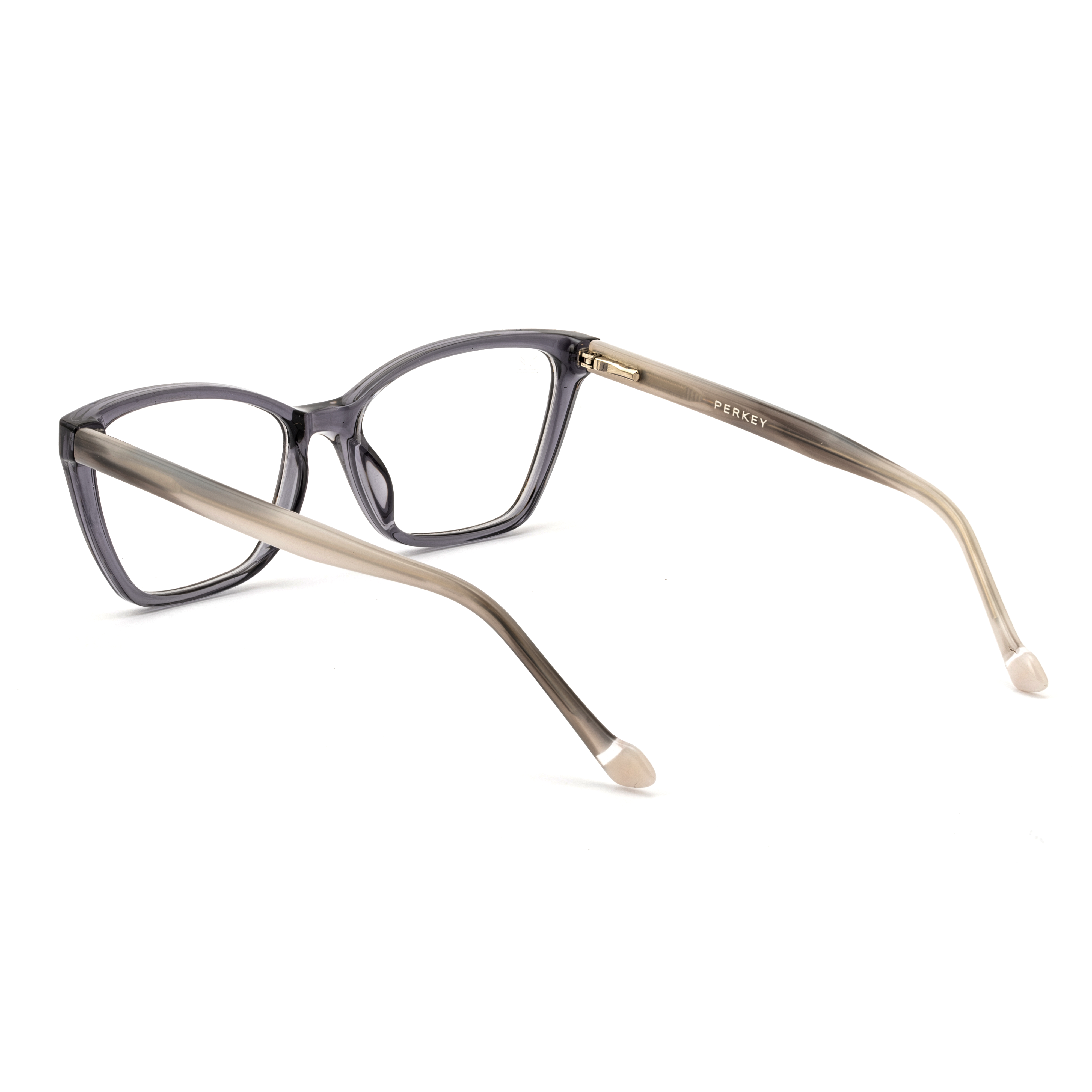PERKEY Full Rim Soft Cat Eye Shiny Grey Spectacle Frames For Women - OPTL0021-C2