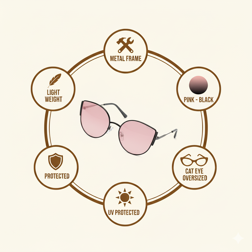 Royal Son Cat-Eye Oversized UV Protected Women Sunglasses - CHI0077