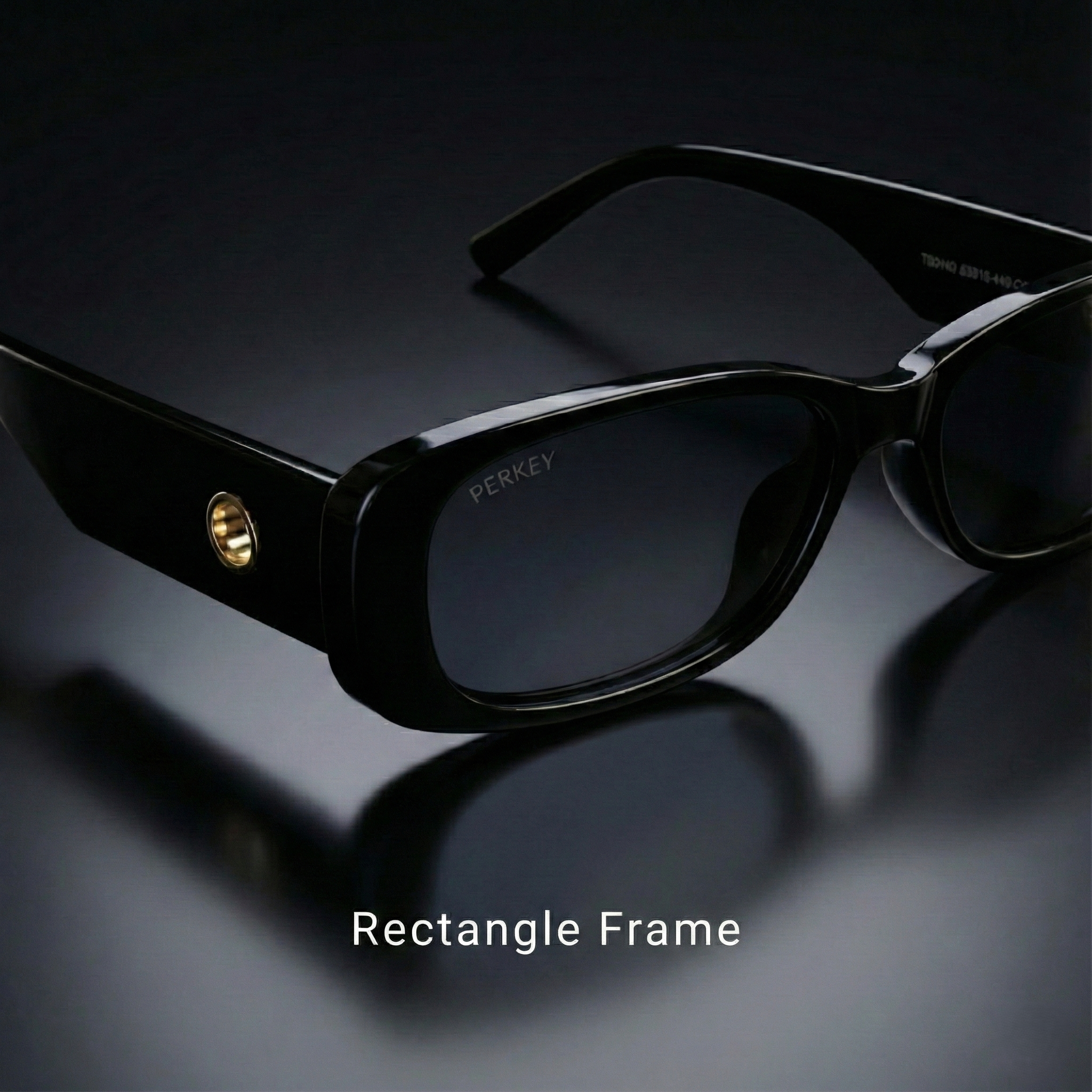 PERKEY Rectangle Black UV Protected Polarized Cooling Sunglasses Men Women - PRKY006-C1