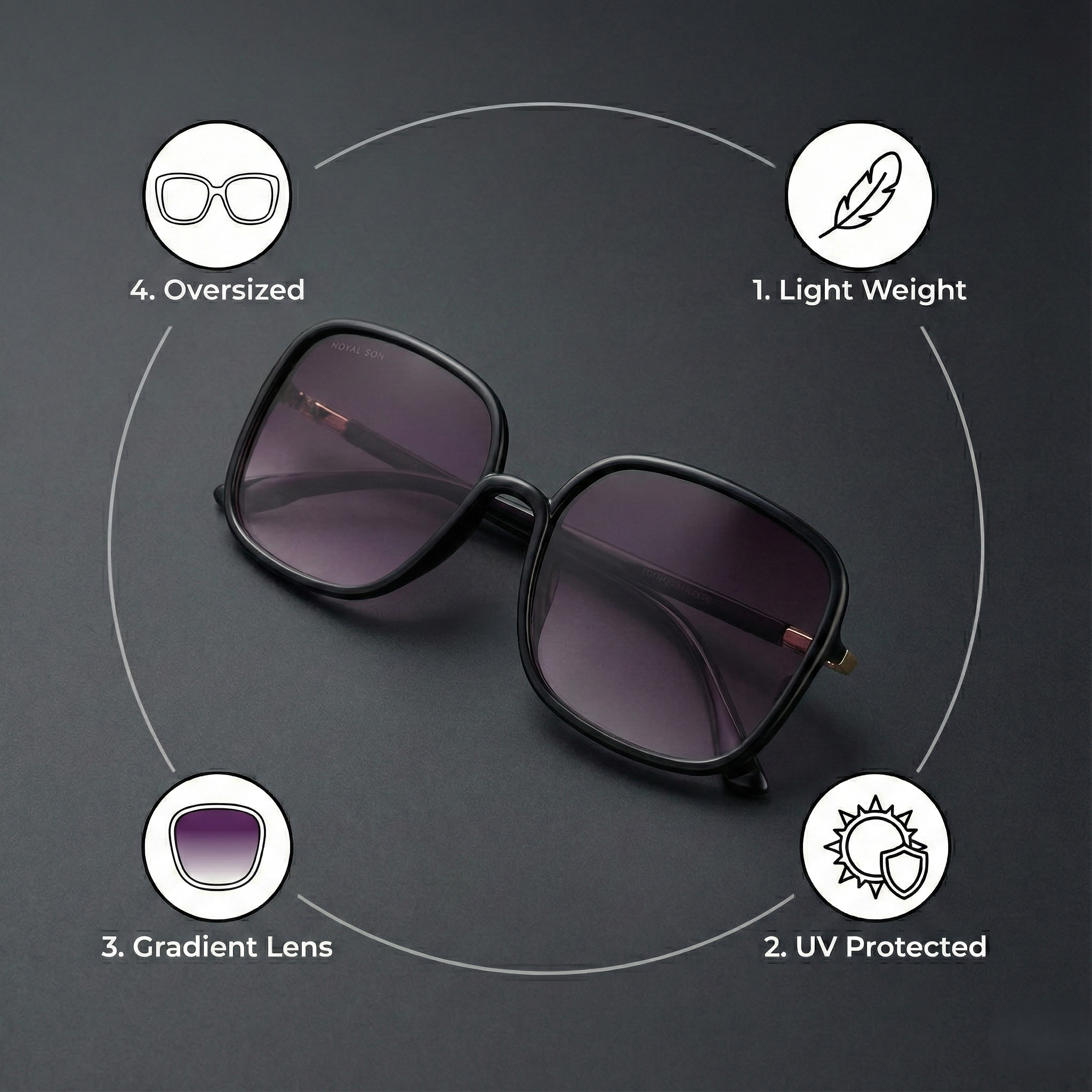 Royal Son Oversized Square UV Protected Women Sunglasses - CHI0096-C1