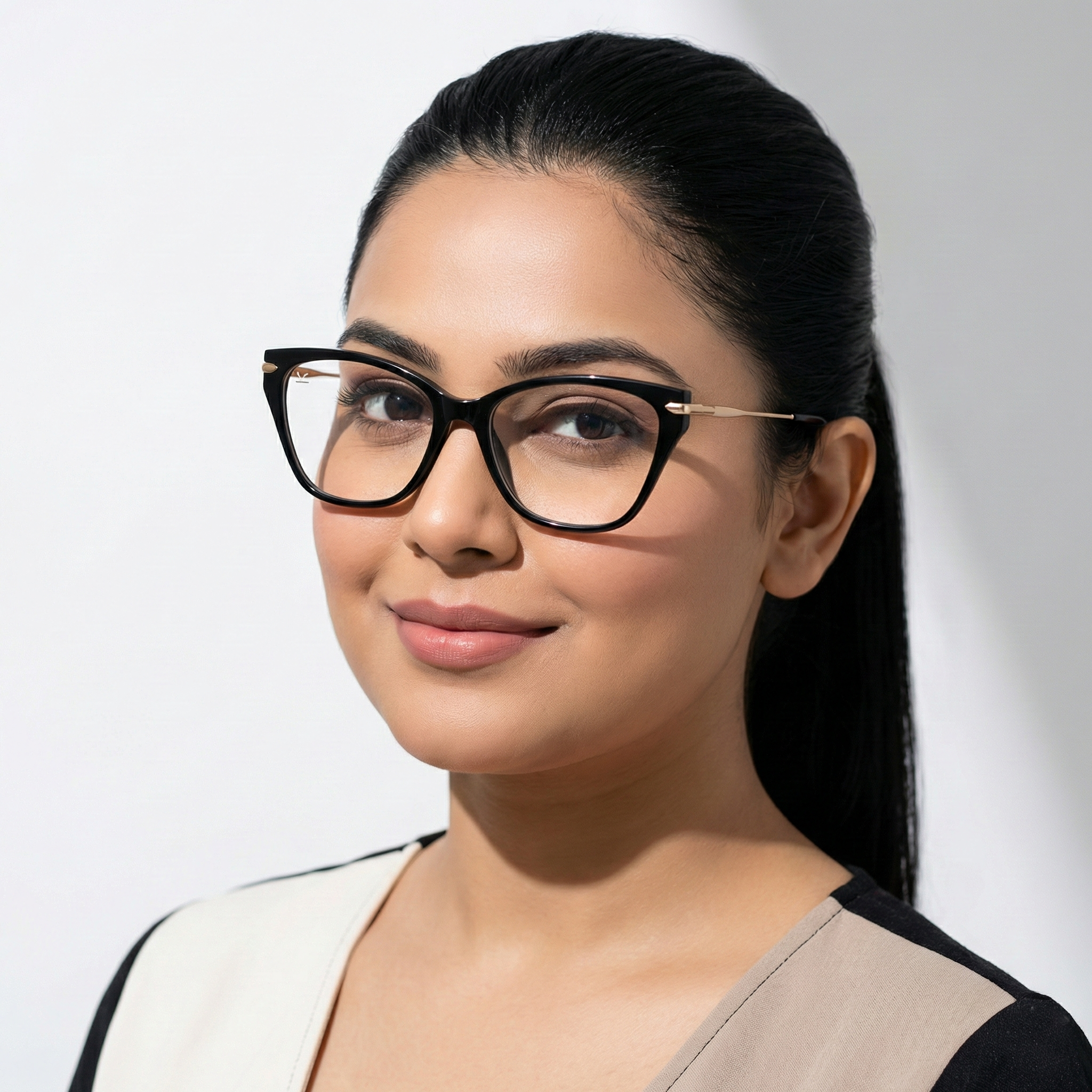 PERKEY Cat Eye Black Glossy Spectacle Frames For Women - OPTL0023-C1