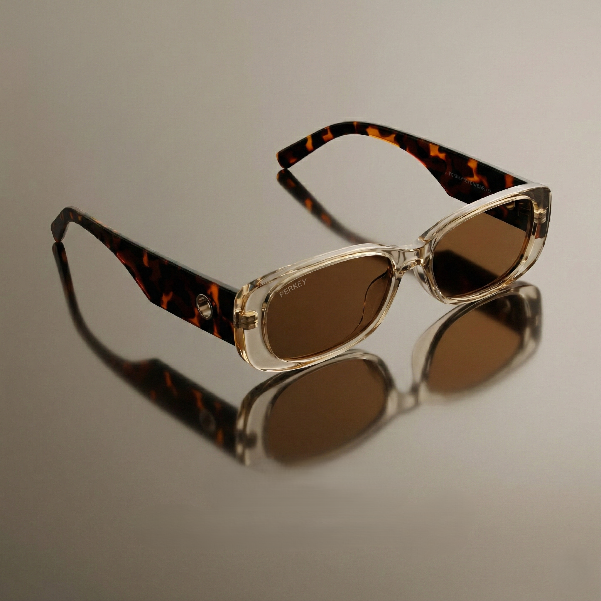 PERKEY Rectangle Brown UV Protected Polarized Stylish Goggles Men Women - PRKY006-C2