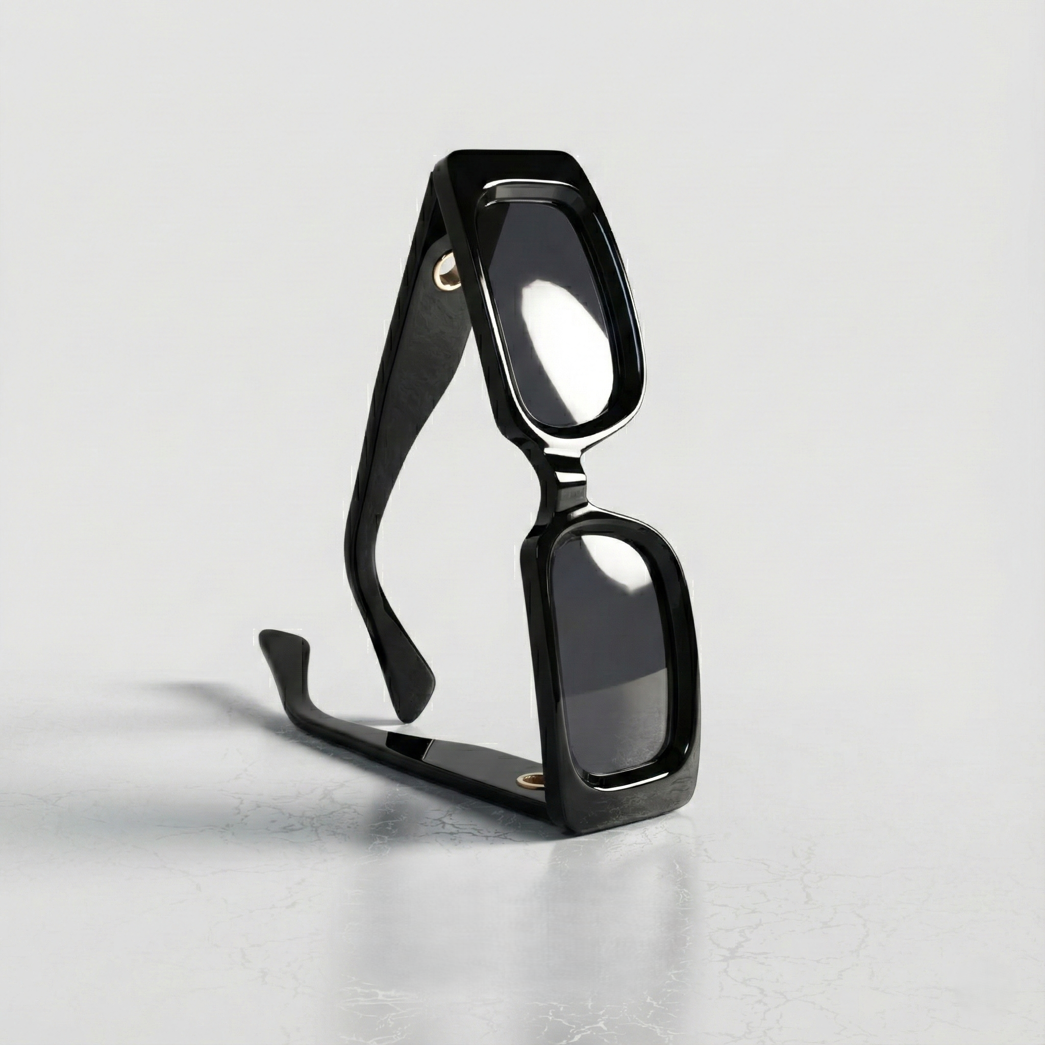 PERKEY Rectangle Black UV Protected Polarized Cooling Sunglasses Men Women - PRKY006-C1