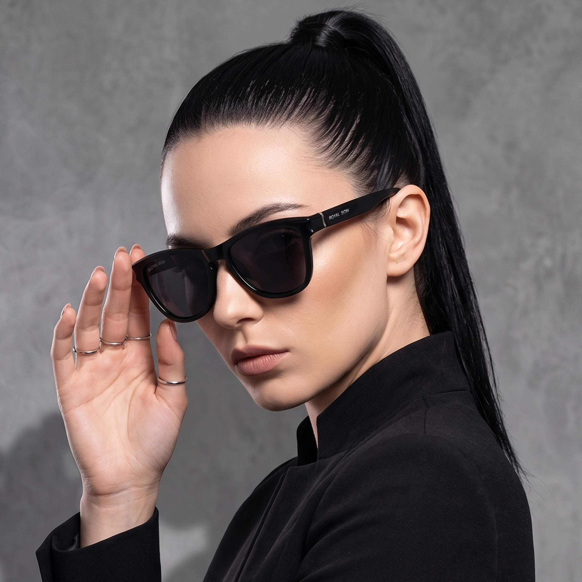 ROYAL SON Black Polarized Sunglasses for Men Women - SG-RS2020-C1