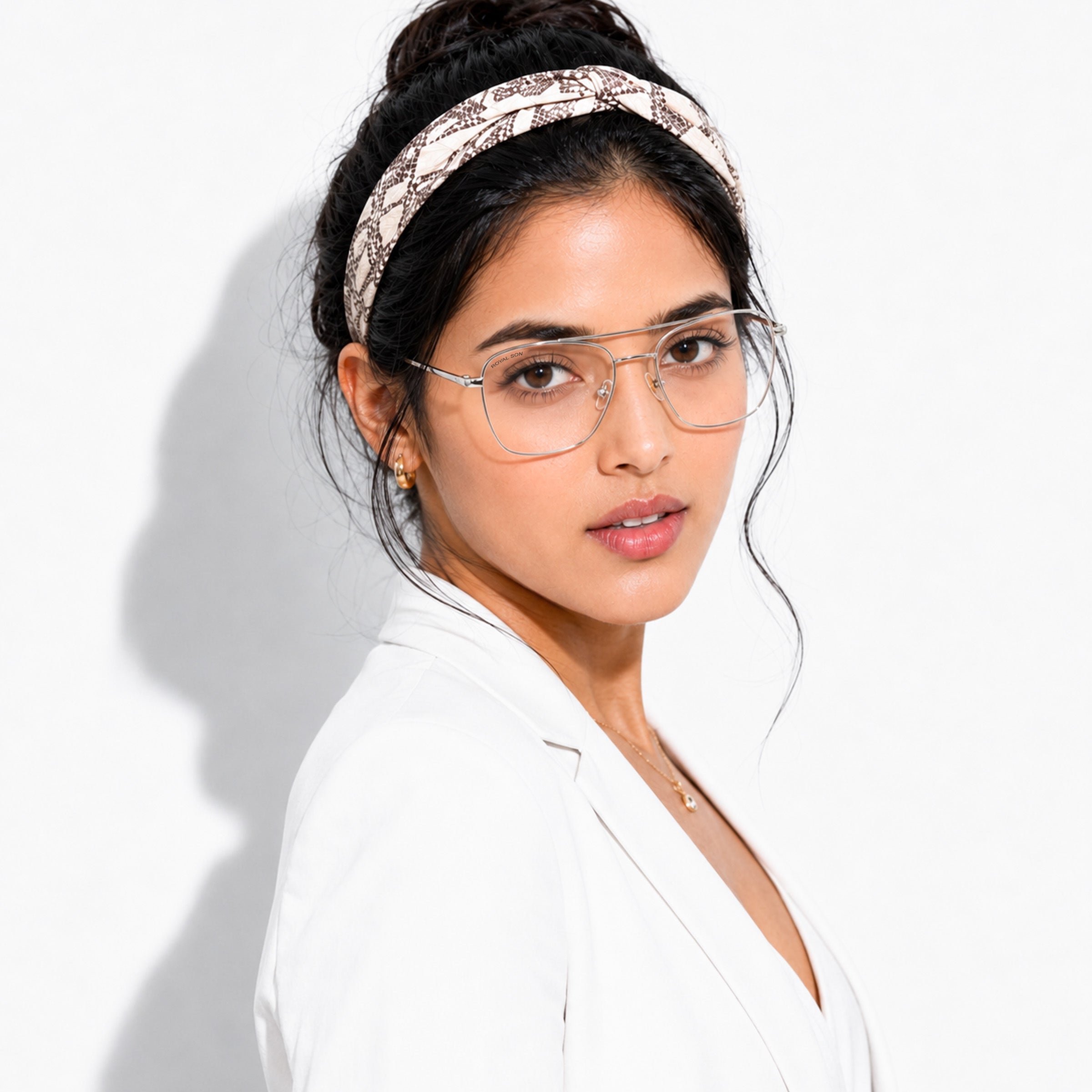 ROYAL SON Retro Square Spectacle Frame For Men And Women (RS0024SF|50|Transparent Lens)