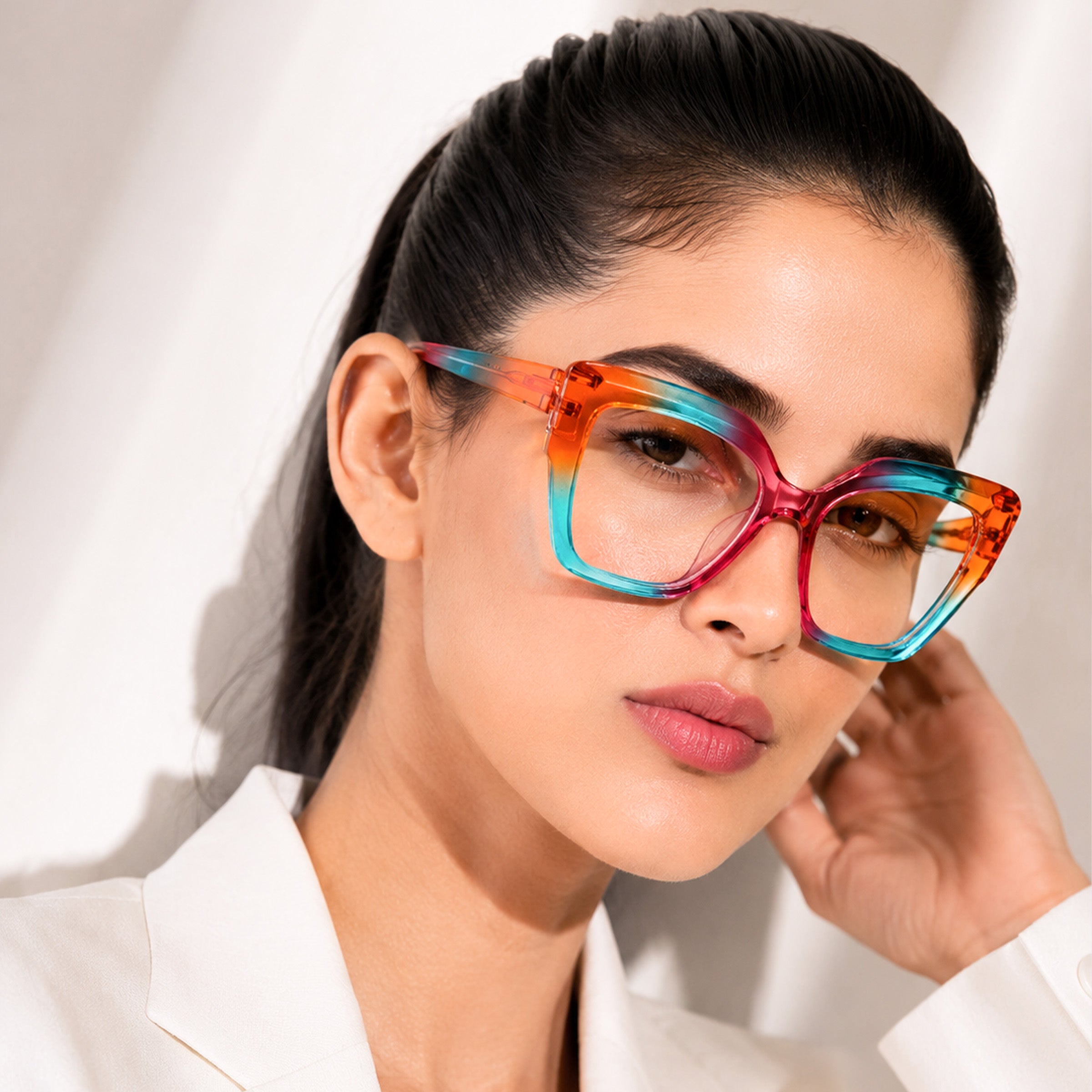 PERKEY Full Rim Cat Eye-Oversized Blue Light Blocking Spectacles Frames Women - OPTL001-C3