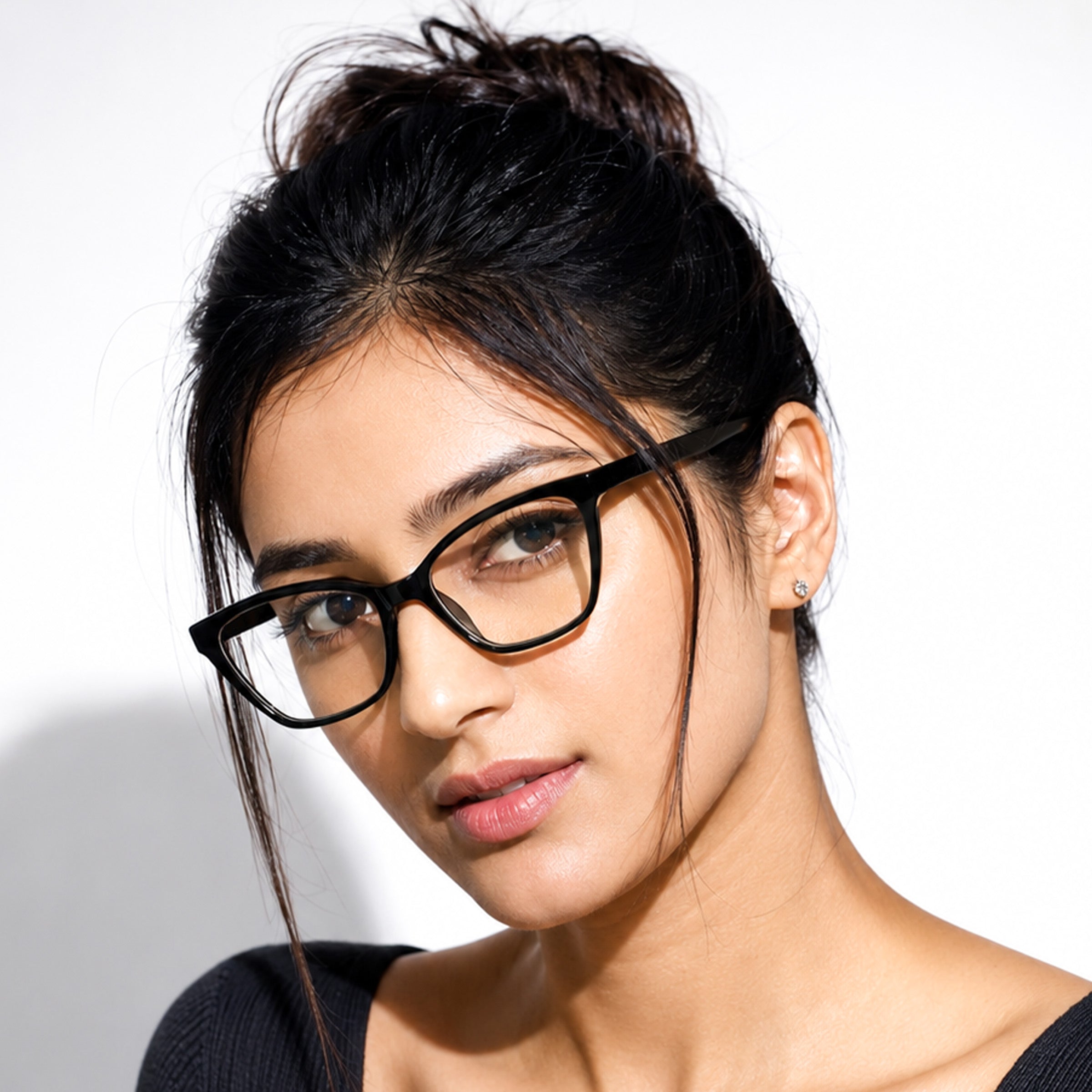 PERKEY Soft Cat Eye Full Rim Black Eyeglass Frame For Women - OPTL0021-C1