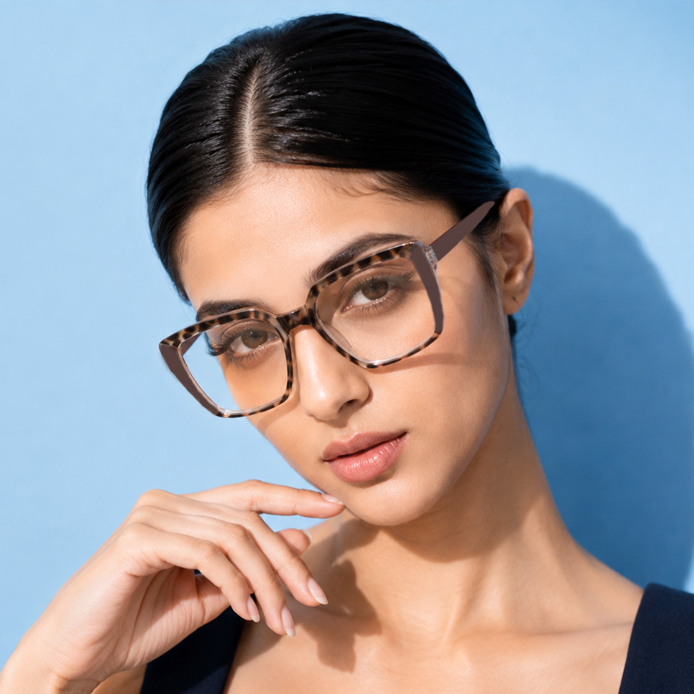PERKEY Full Rim Square-Oversized Transparent Computer Blue Cut Spectacles Frames Men Women - OPTL007-C2