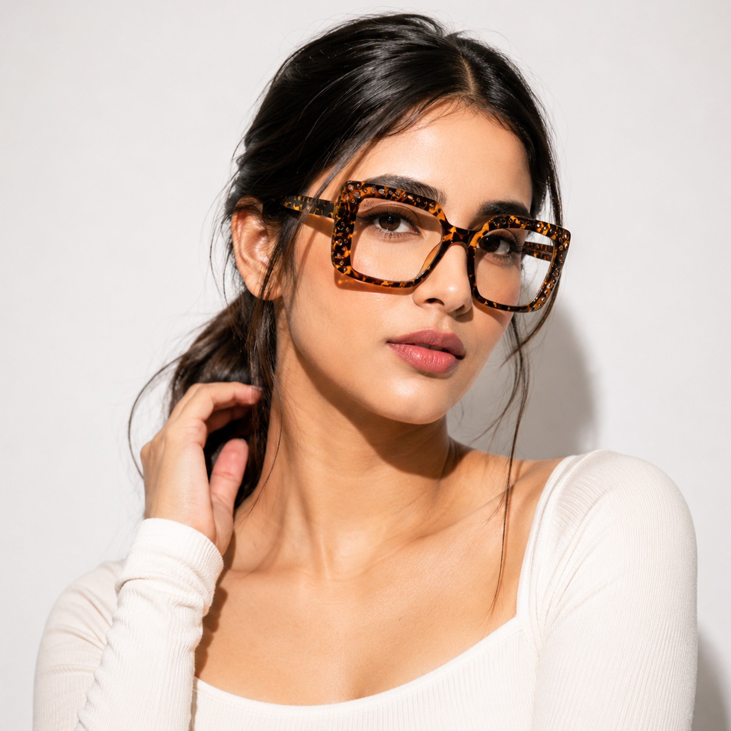 PERKEY Square Full Rim Blue Cut Light Glasses for Women - OPTL0020-C2