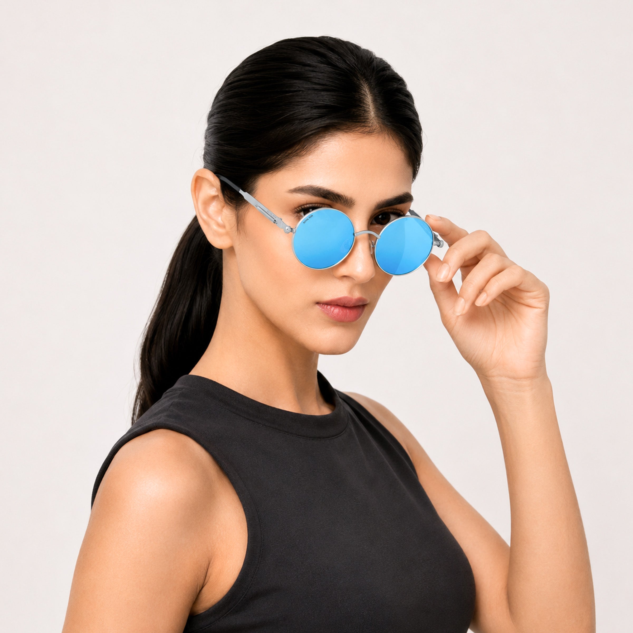 Royal Son Round Mirrored Men Women Sunglasses - CHI0084-C3