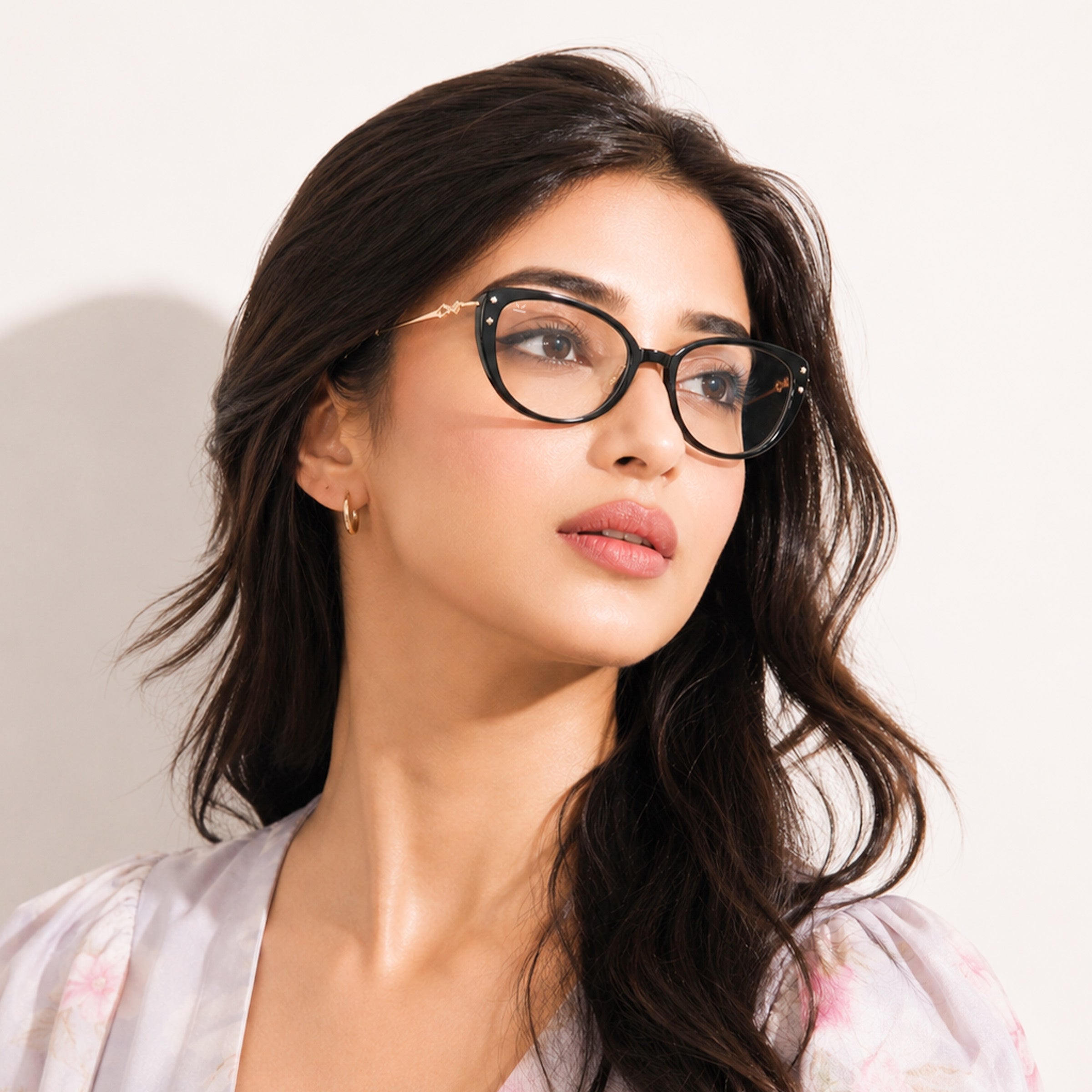 PERKEY Full Rim Soft Cat Eye Black Spectacle Frames For Women - OPTL0026-C1