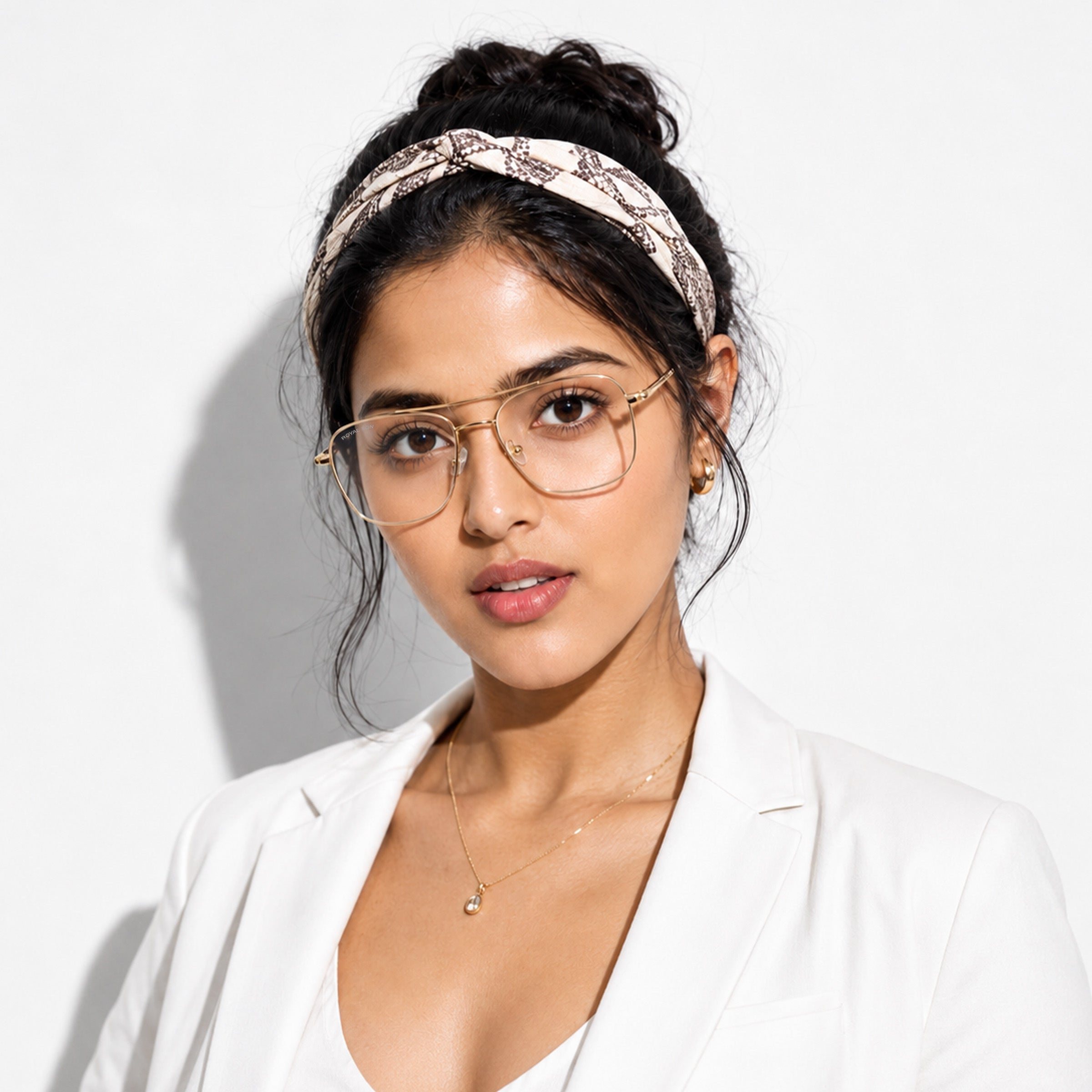 ROYAL SON Retro Square Spectacle Frame For Men And Women (RS0022SF|50|Transparent Lens)